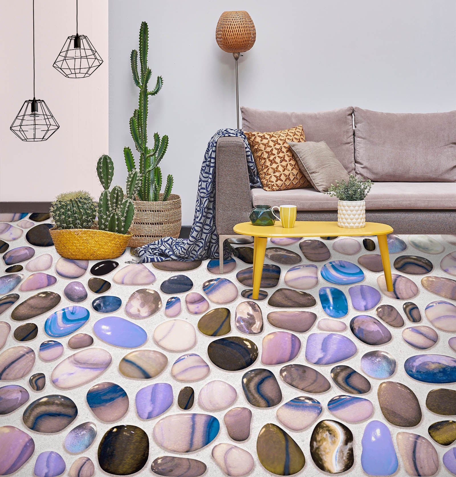 3D Smooth Colored Pebbles 076 Floor Mural Wallpaper Murals Rug & Mat Print Epoxy waterproof bath floor