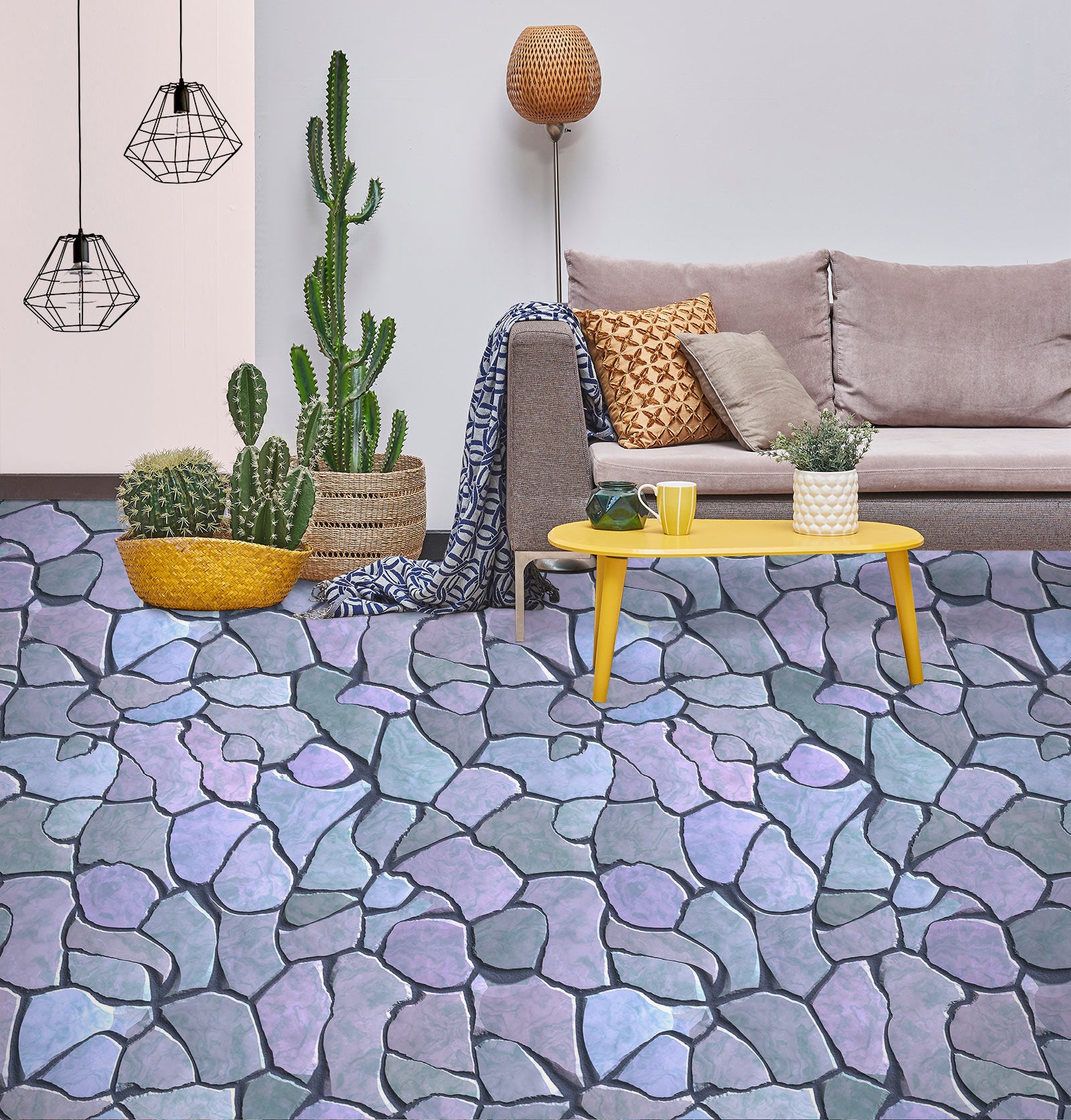 3D Purple Rocks 1345 Floor Mural Wallpaper Murals Self-Adhesive Removable Print Epoxy