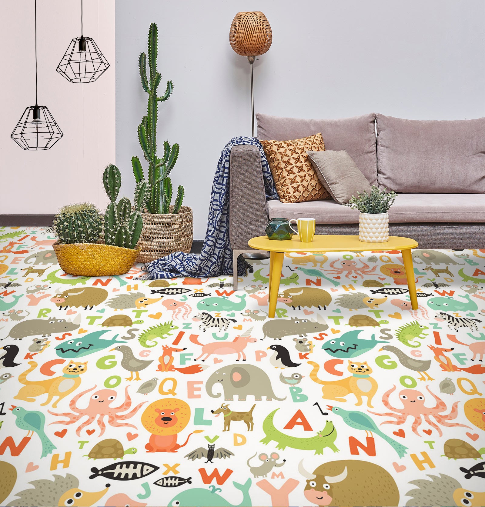 3D Letters And Animals 1152 Floor Mural Wallpaper Murals Self-Adhesive Removable Print Epoxy