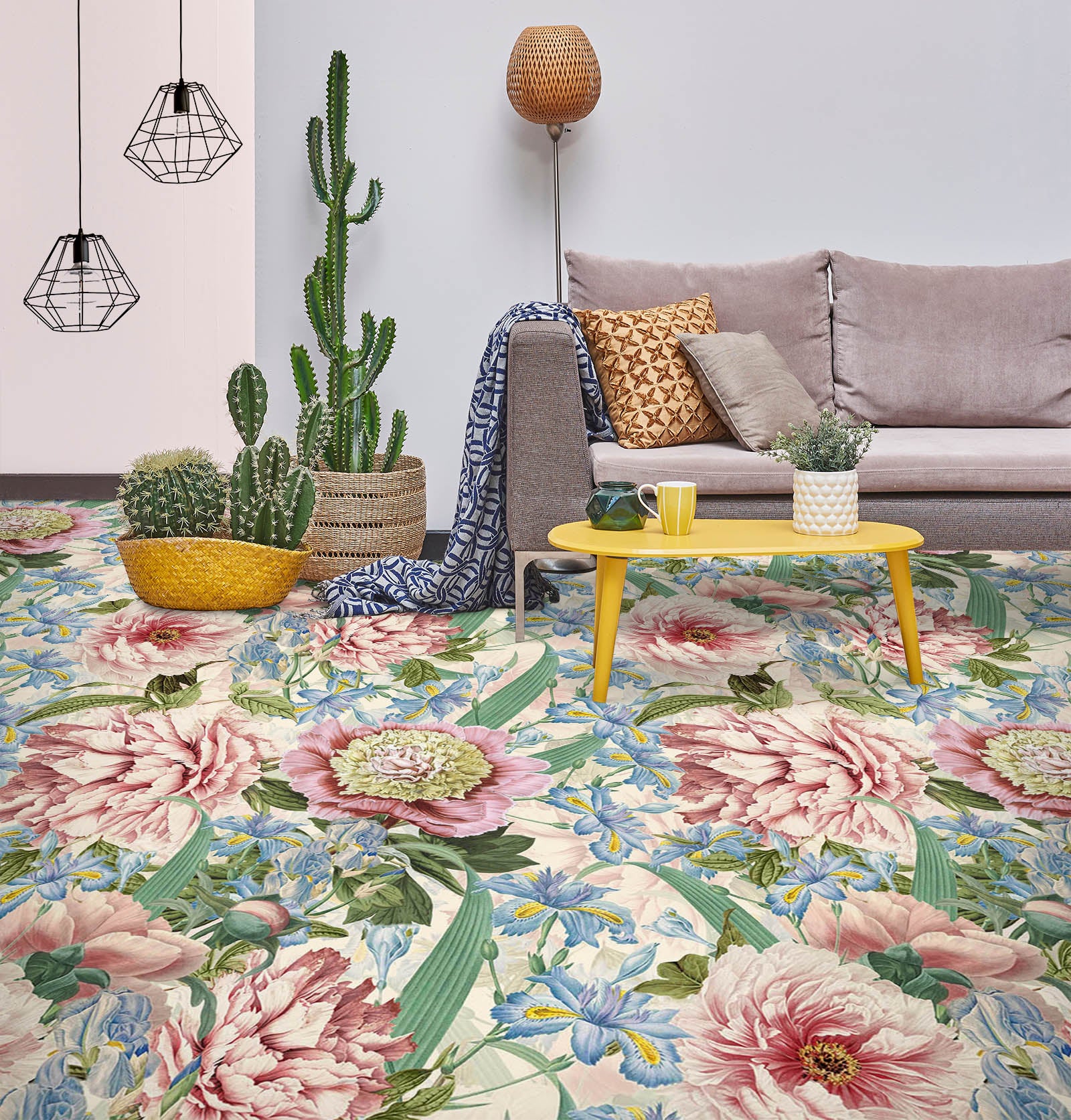 3D Pink Blue Flower Bush 10026 Uta Naumann Floor Mural Wallpaper Murals Self-Adhesive Removable Print Epoxy