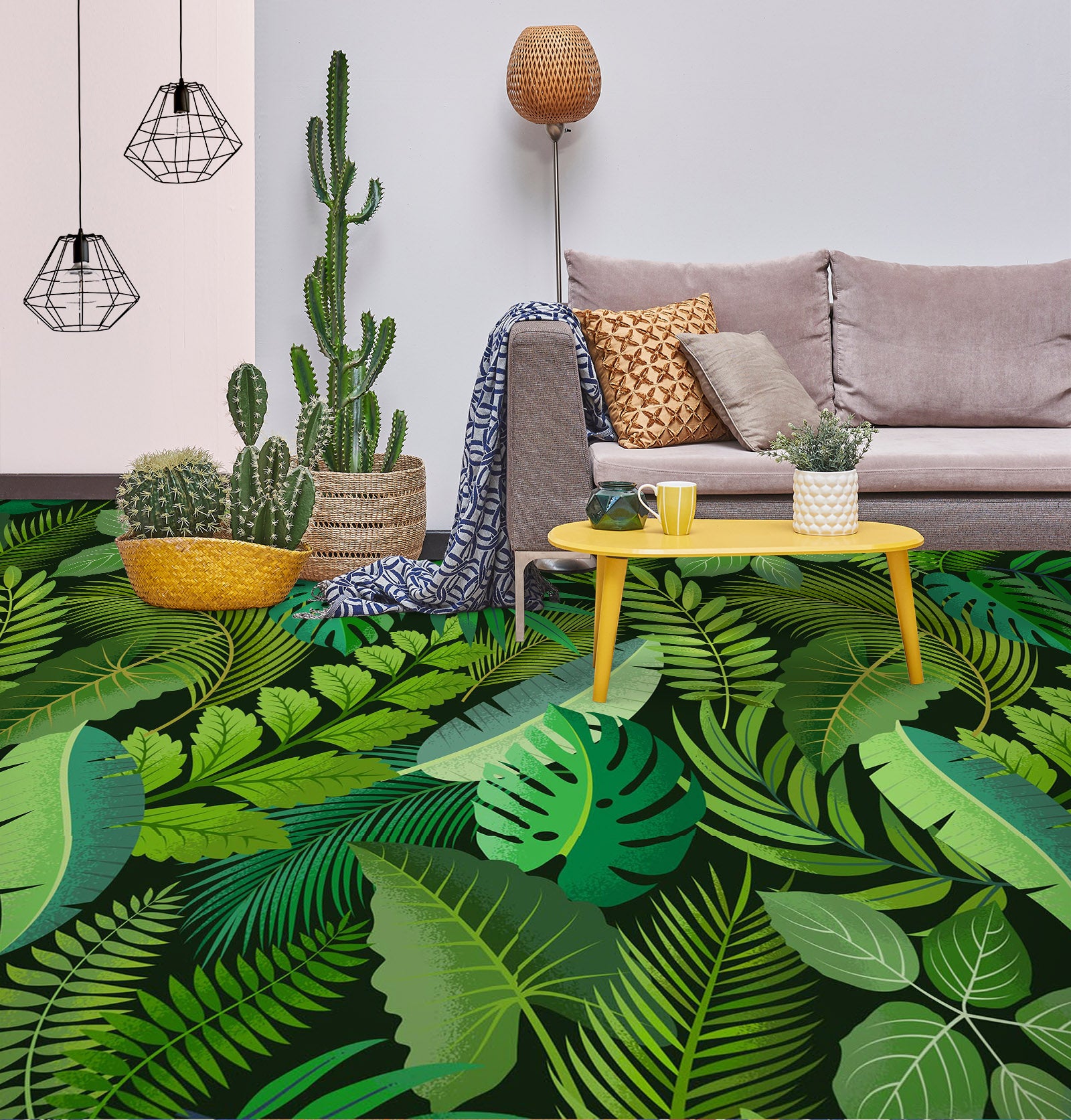 3D Vibrant Green Leaves 1218 Floor Mural Wallpaper Murals Self-Adhesive Removable Print Epoxy