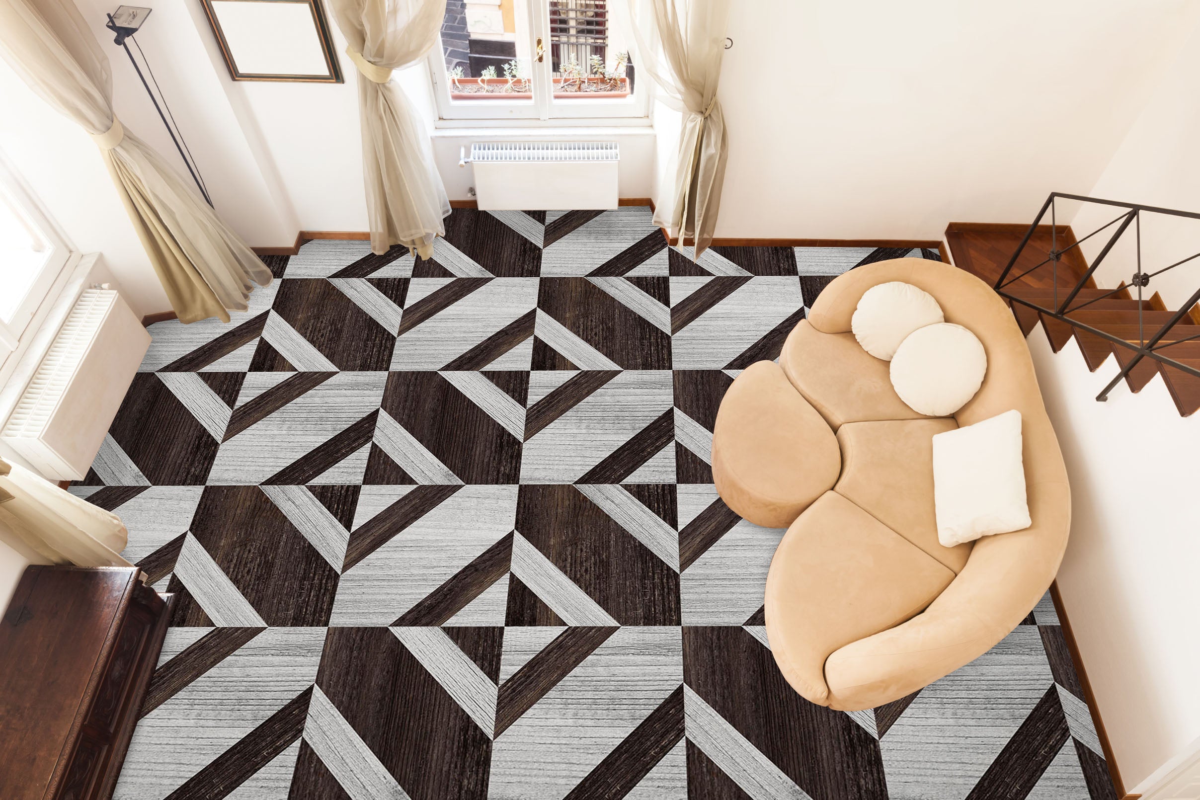 3D Elegant Two Colors 757 Floor Mural Wallpaper Murals Rug & Mat Print Epoxy waterproof bath floor