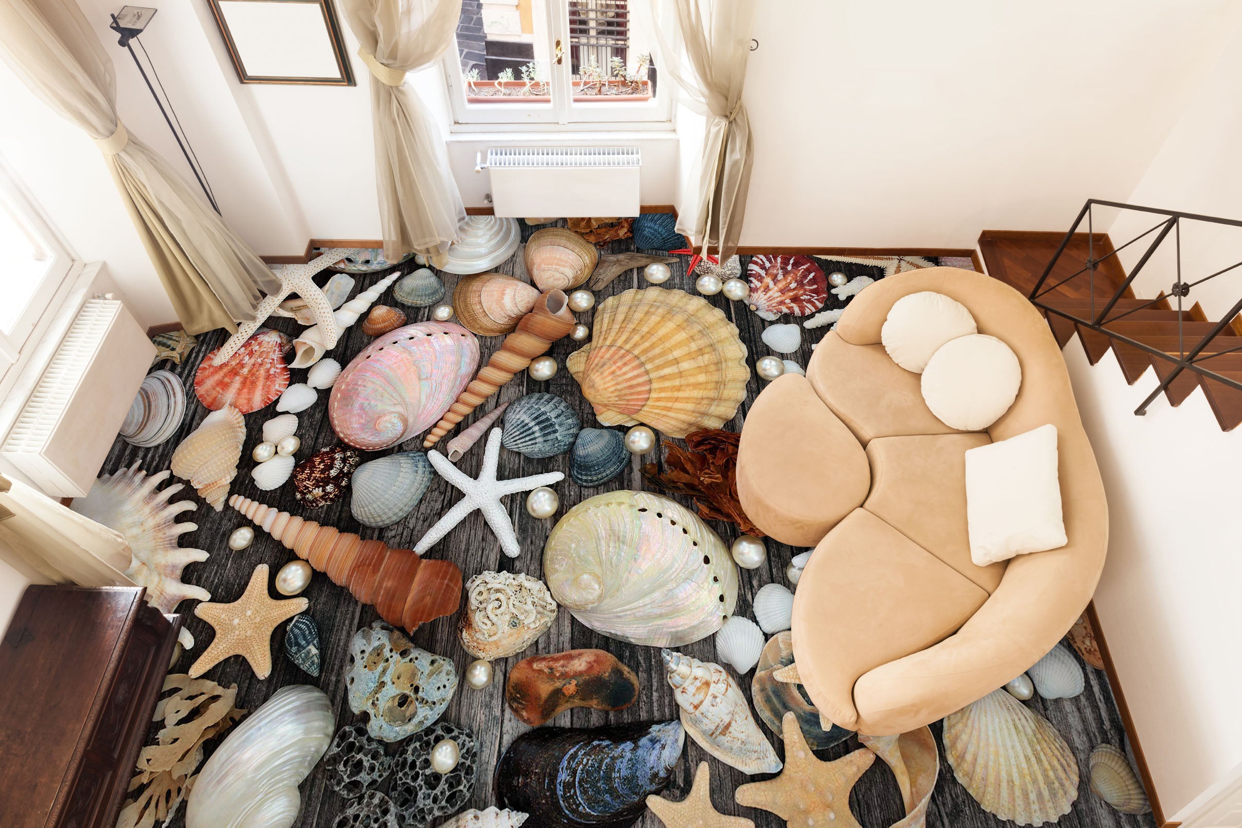 3D Chic Beach Treasure 445 Floor Mural Wallpaper Murals Rug & Mat Print Epoxy waterproof bath floor