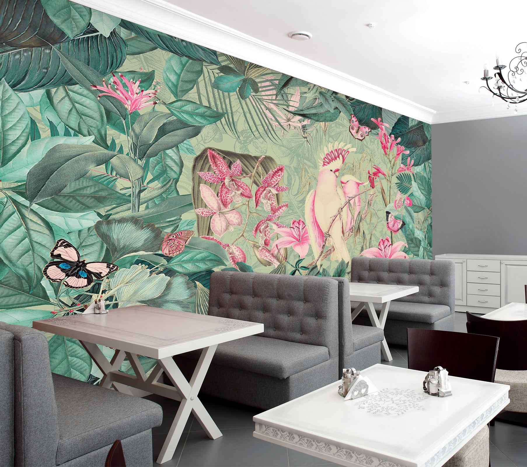 3D Cockatoos And Butterflies 1407 Andrea haase Wall Mural Wall Murals