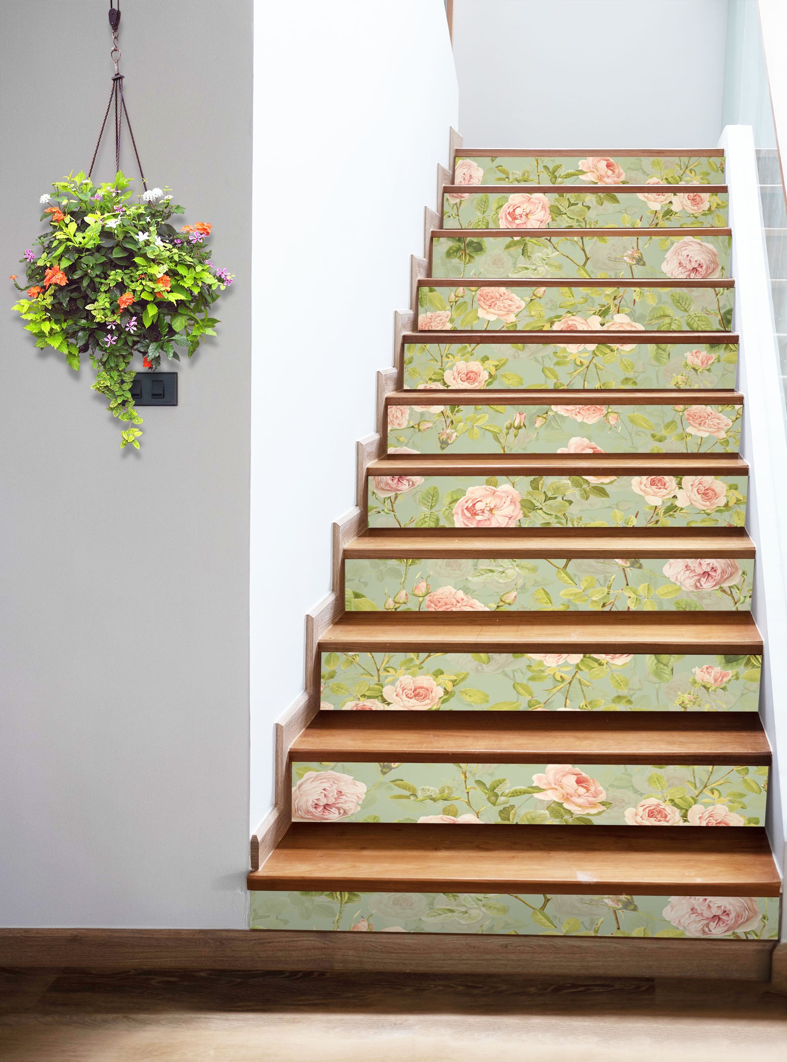 3D Pink Flower Branch Pattern 10416 Uta Naumann Stair Risers