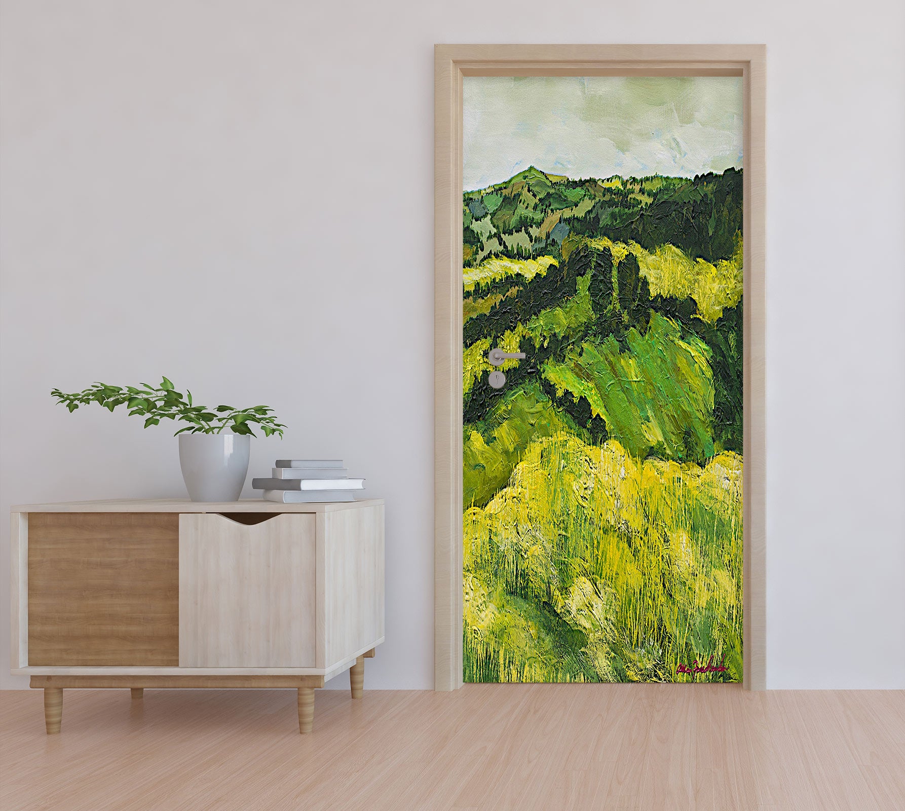 3D Green Meadow Mountains 9397 Allan P. Friedlander Door Mural