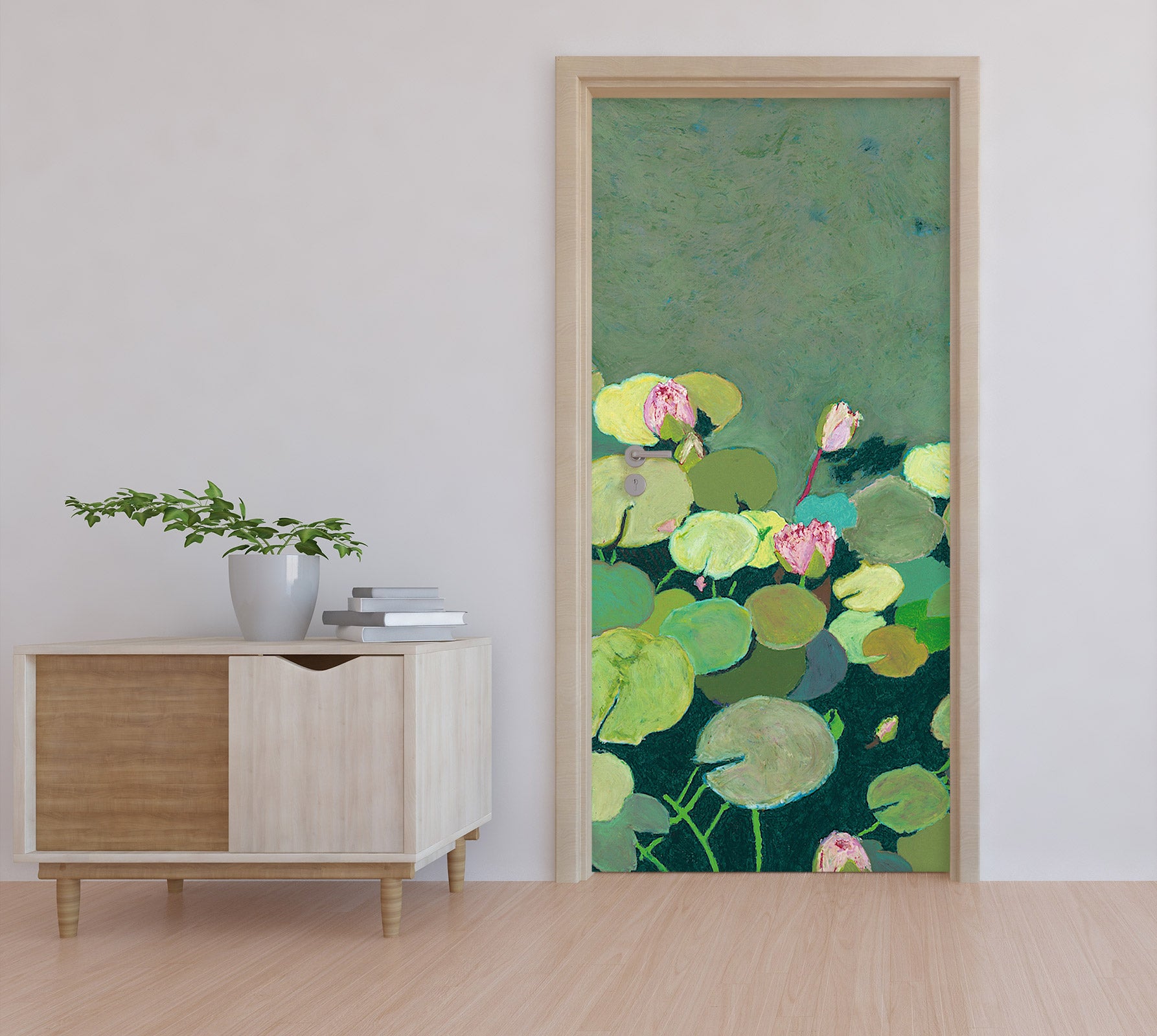 3D Pink Lotus Leaf Pool 93221 Allan P. Friedlander Door Mural