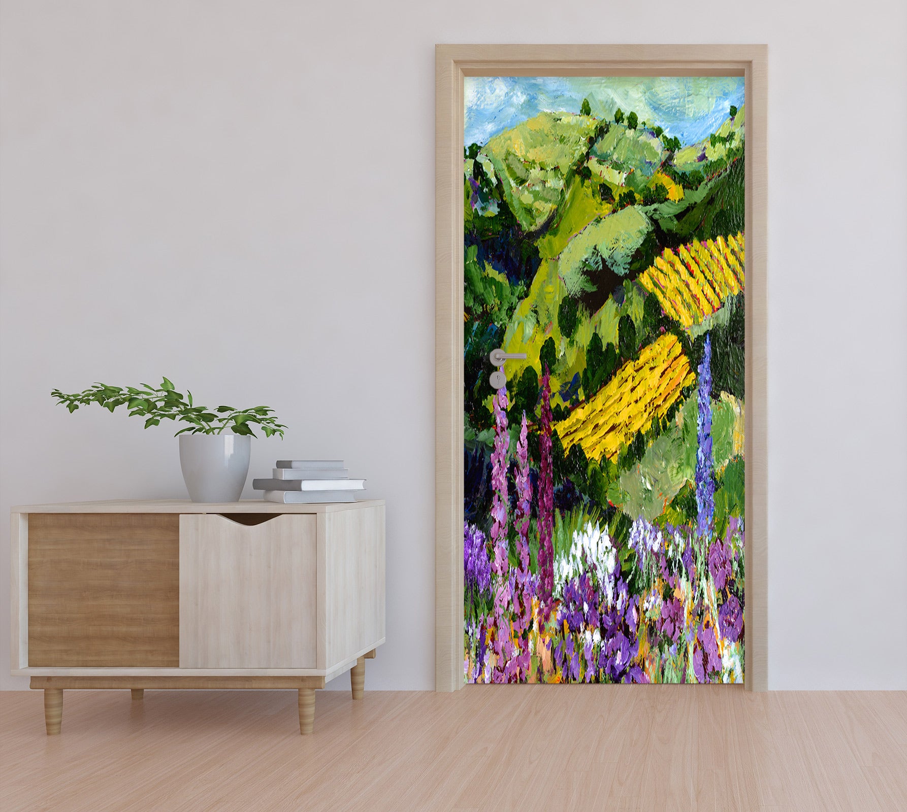 3D Purple Flowers Field Hillside Painting 9325 Allan P. Friedlander Door Mural