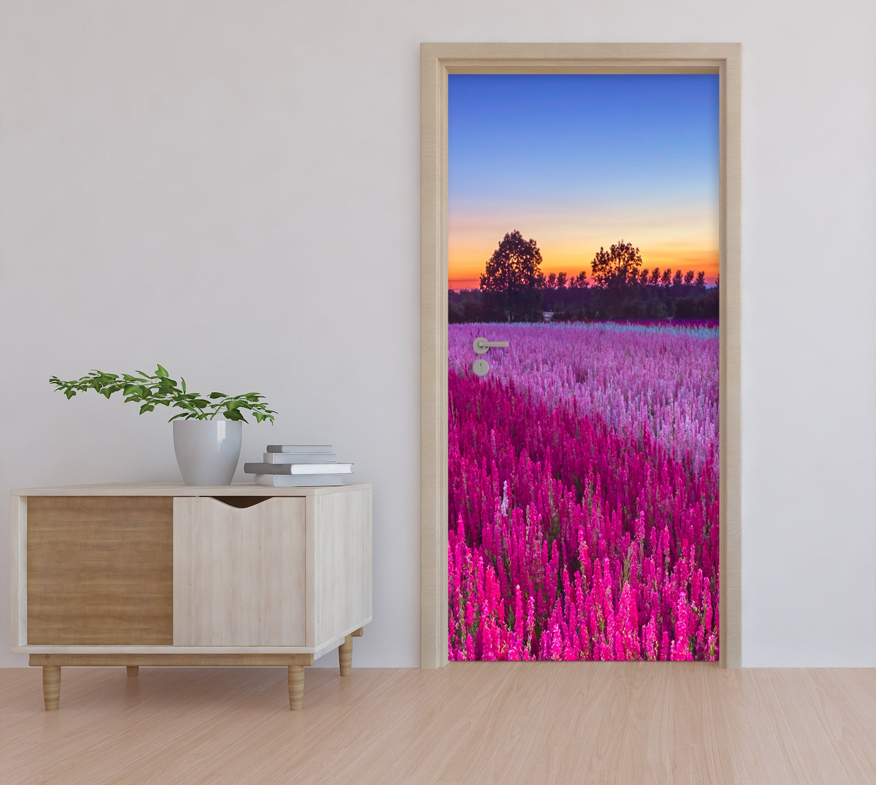 3D Pink Red Flower Field 10701 Assaf Frank Door Mural