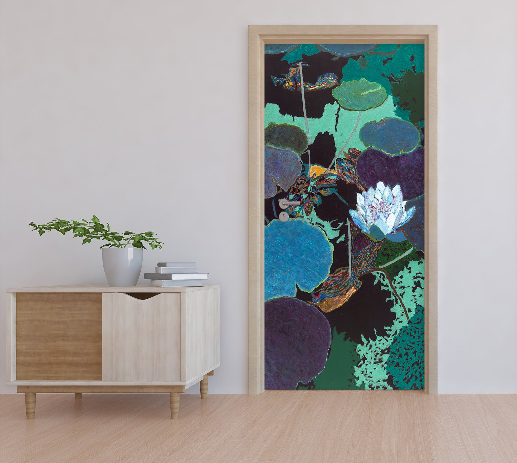 3D White Lotus Leaf 93155 Allan P. Friedlander Door Mural