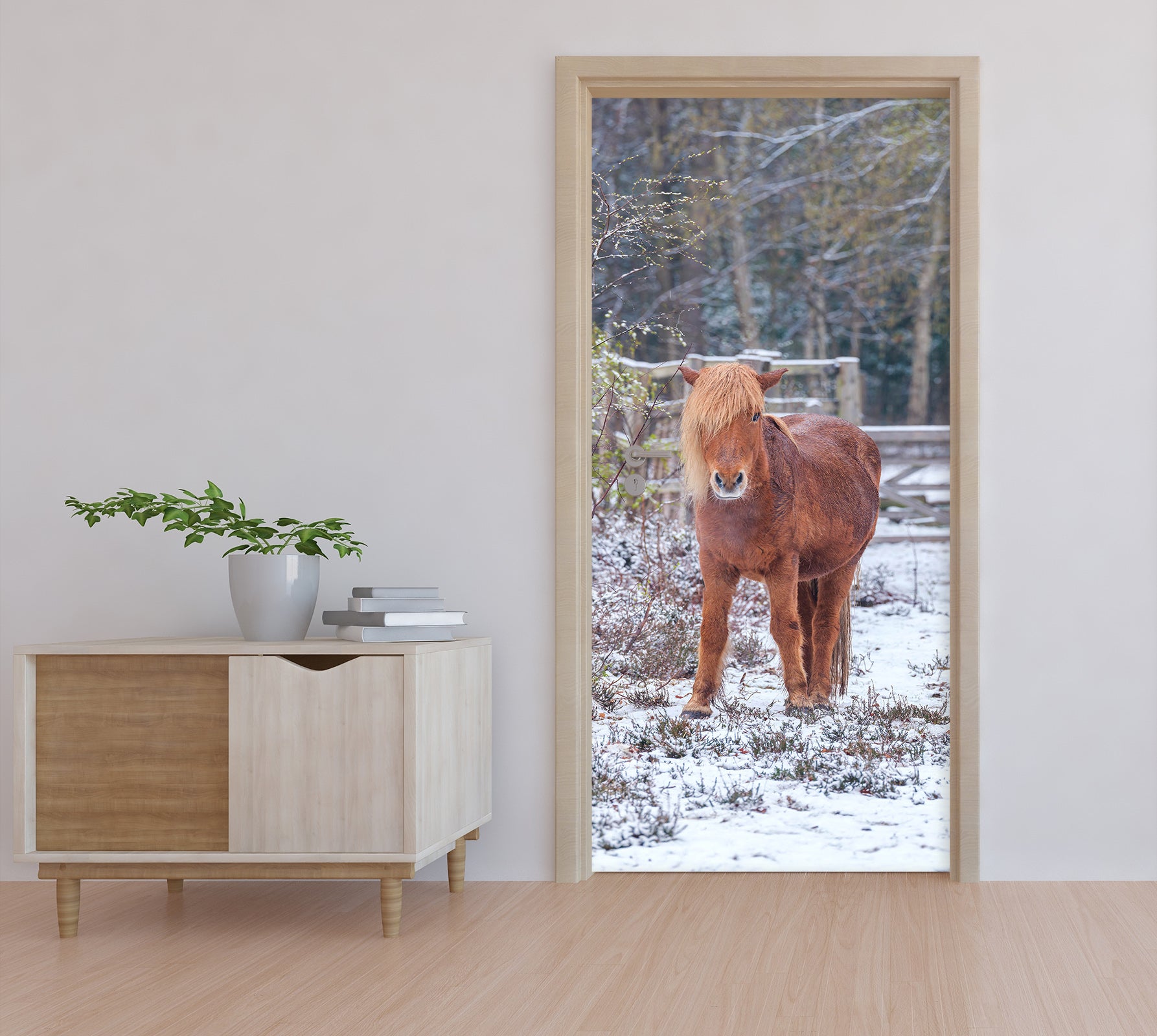 3D Brown Pony 5145 Assaf Frank Door Mural