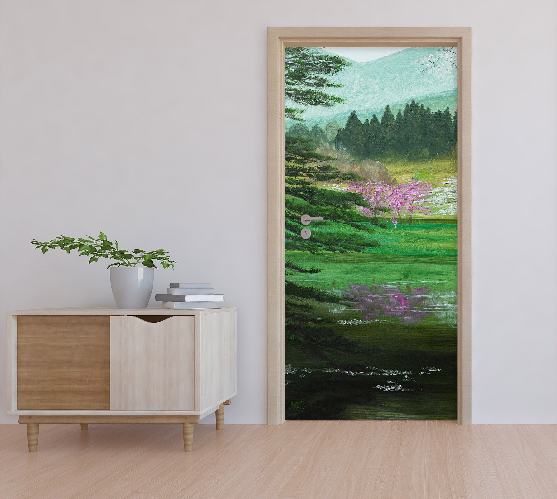 3D Lawn Trees Woods 9441 Marina Zotova Door Mural