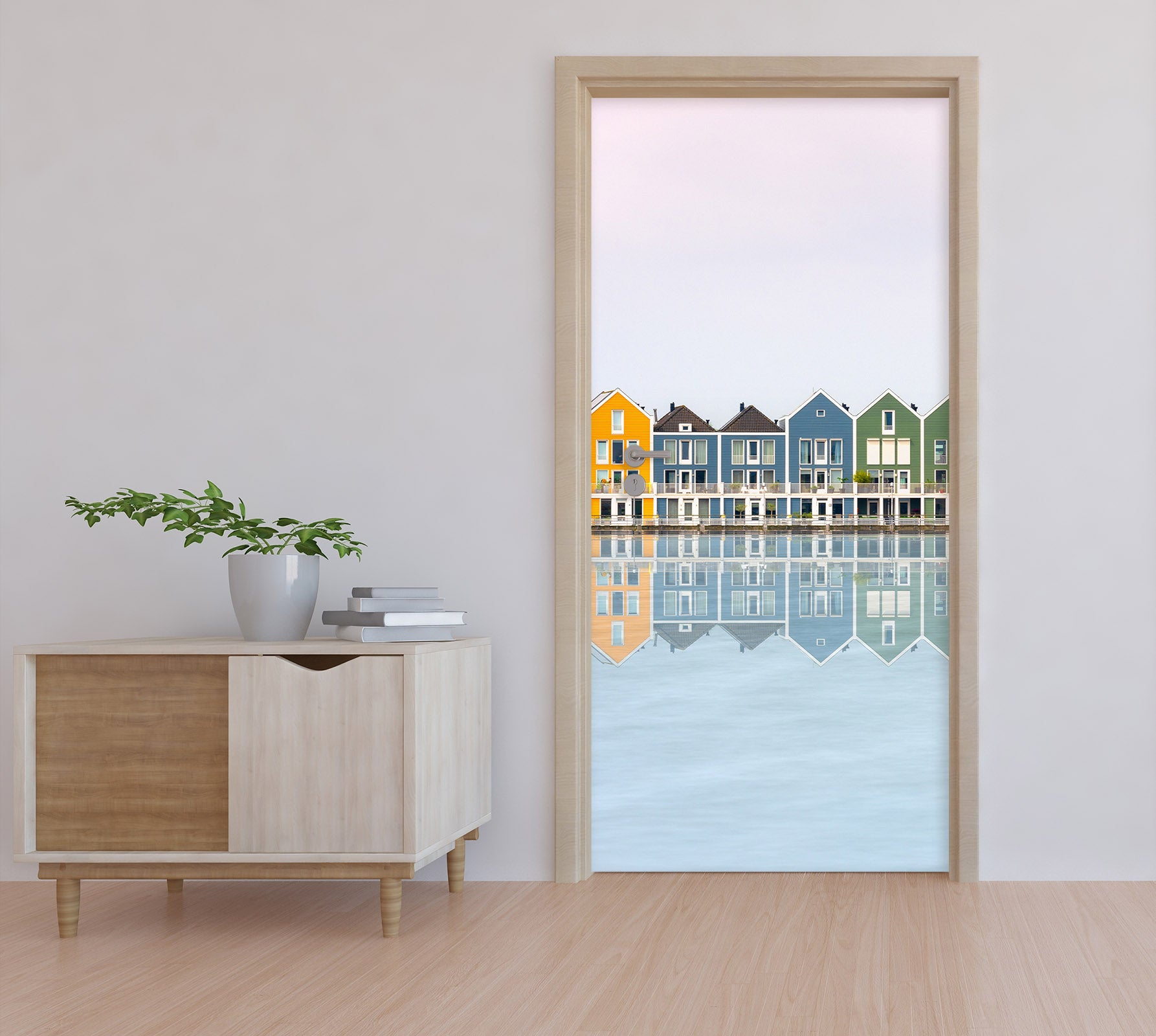 3D Colorful Houses Shadow 11462 Marco Carmassi Door Mural