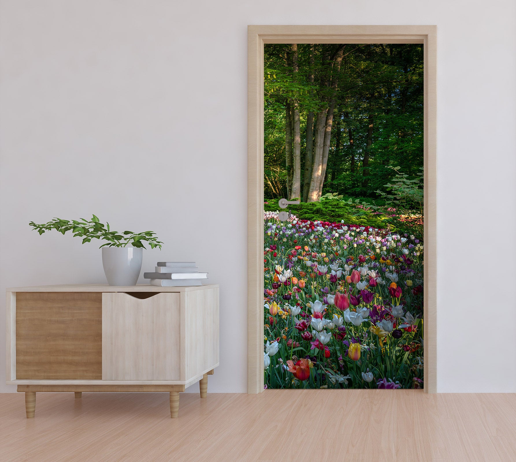 3D Color Flower Lawn Trees 12032 Marco Carmassi Door Mural
