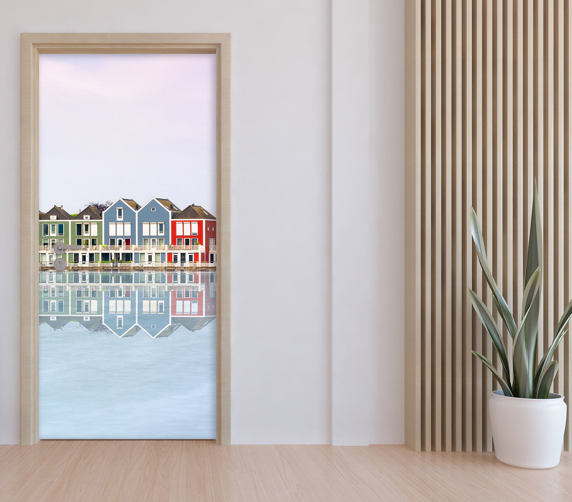 3D Water Surface Color Houses 11464 Marco Carmassi Door Mural