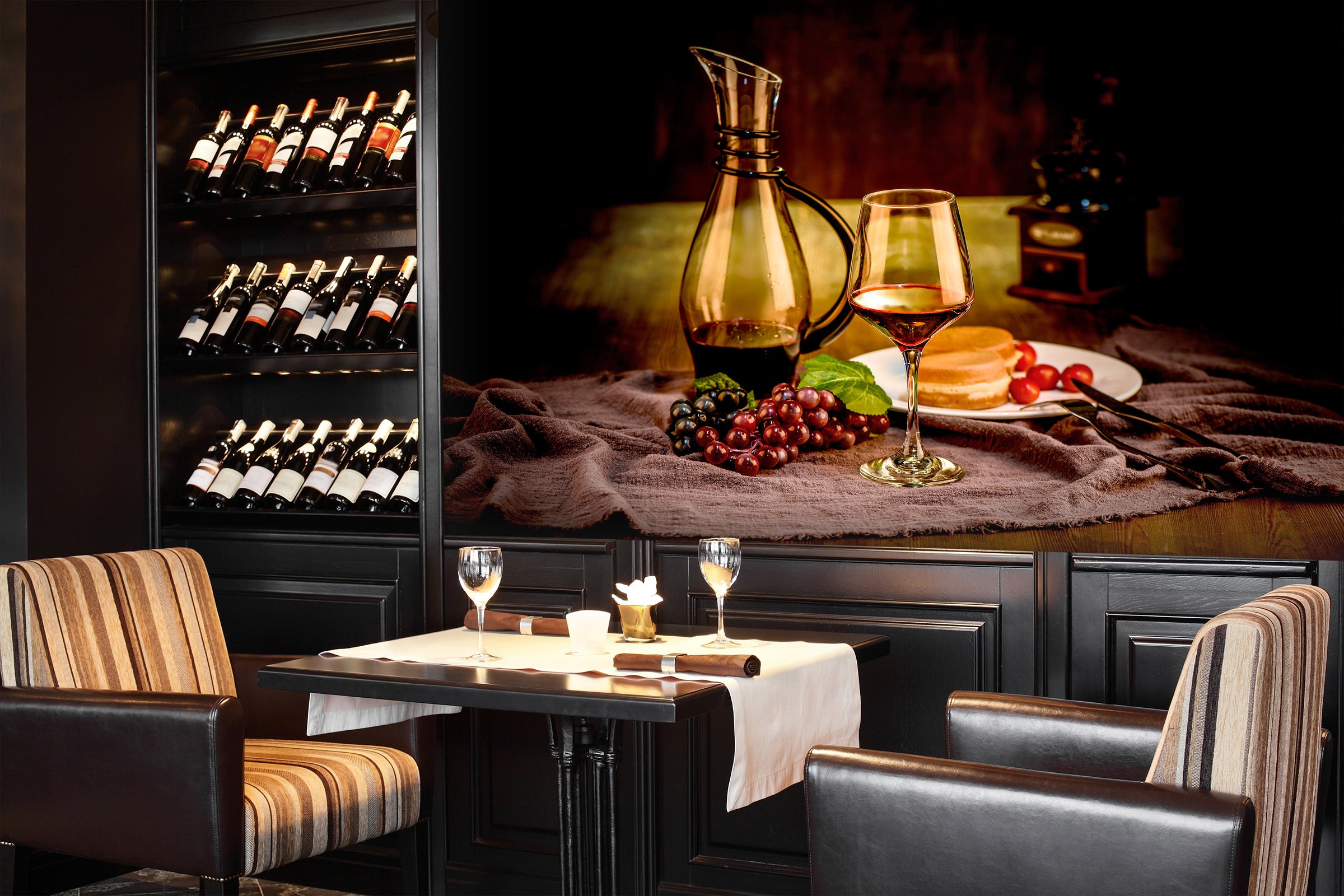 3D Red Wine Dinner 1445 Wall Murals