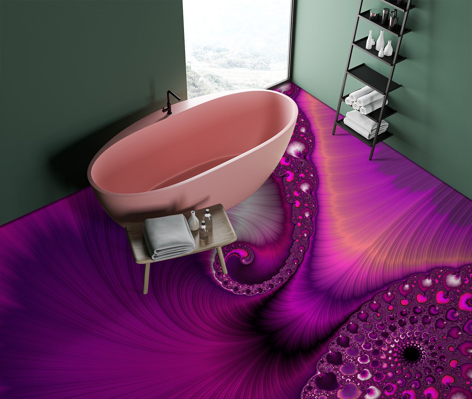 3D Fuchsia Pattern Thread 102148 Andrea Haase Floor Mural Wallpaper Murals Self-Adhesive Removable Print Epoxy