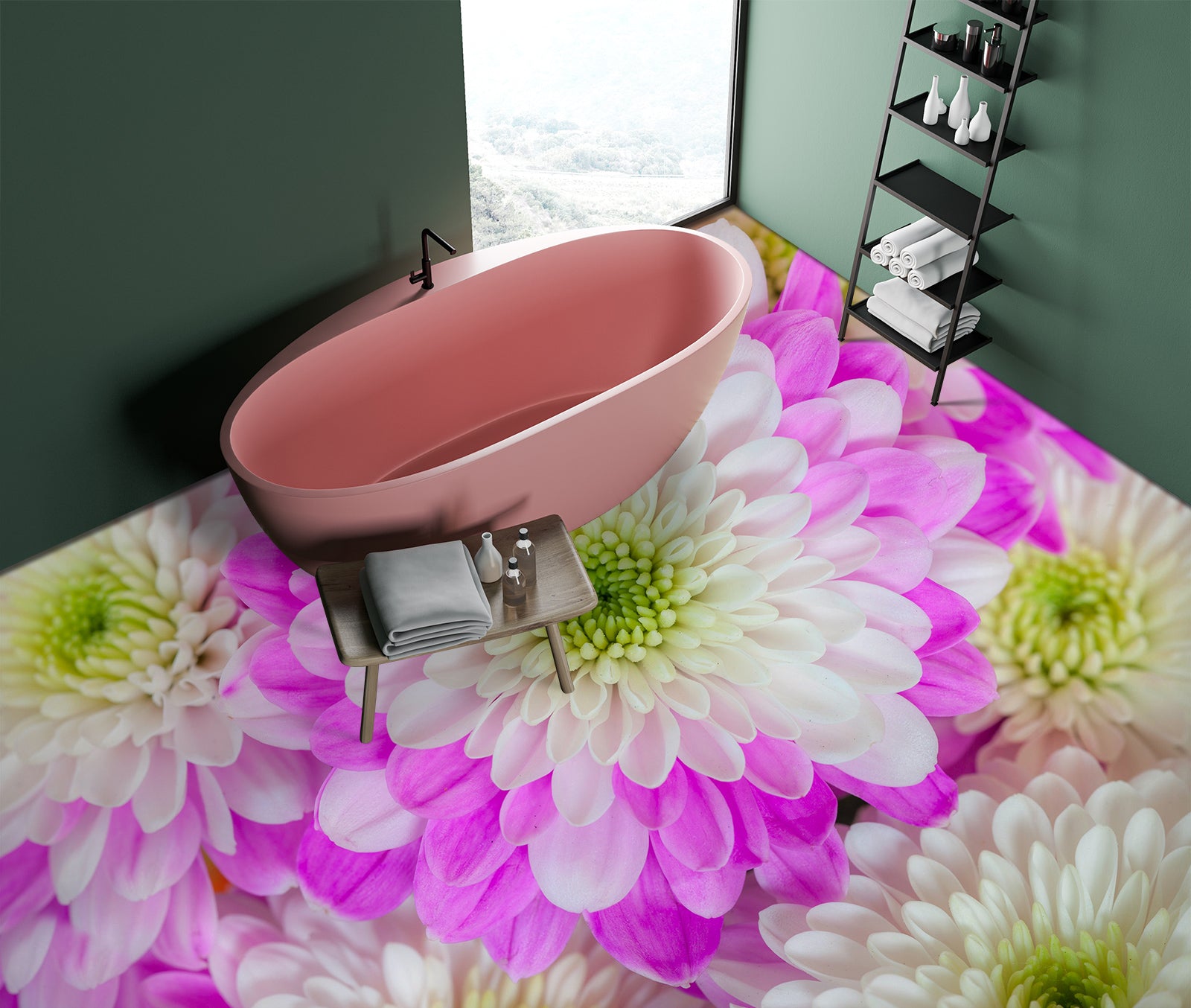 3D White Purple Chrysanthemum 9866 Assaf Frank Floor Mural Wallpaper Murals Self-Adhesive Removable Print Epoxy