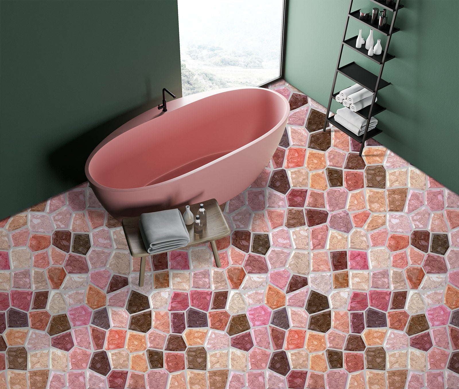 3D Pink Stone Stitching 136 Floor Mural Wallpaper Murals Rug & Mat Print Epoxy waterproof bath floor