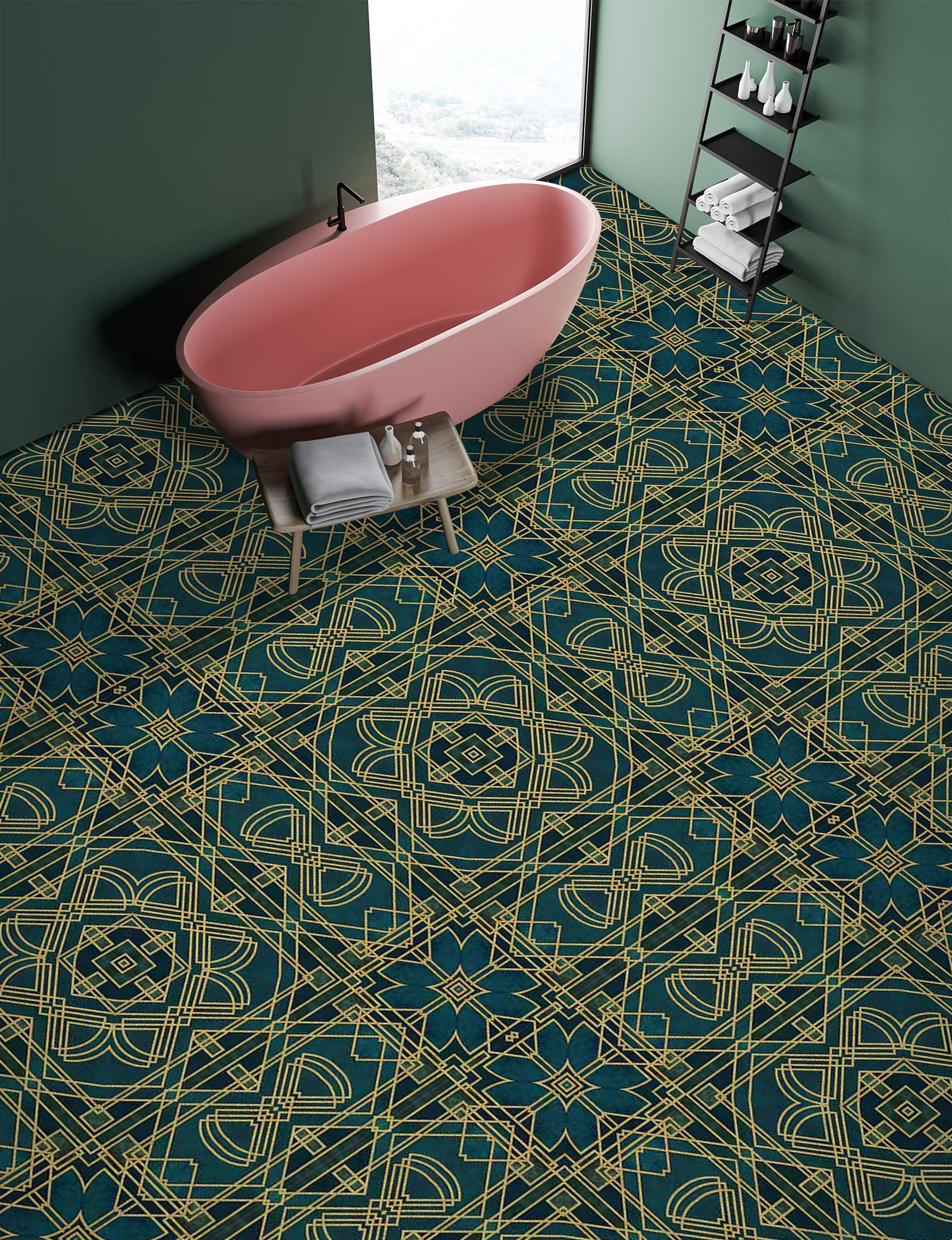 3D Green Line Texture 102110 Andrea Haase Floor Mural Wallpaper Murals Self-Adhesive Removable Print Epoxy