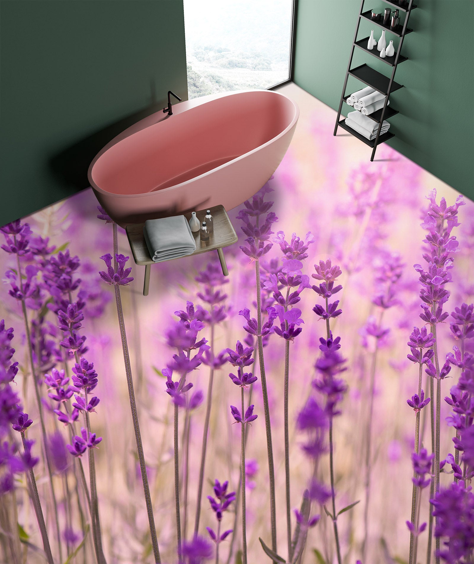 3D Purple Lavender 1242 Floor Mural Wallpaper Murals Self-Adhesive Removable Print Epoxy