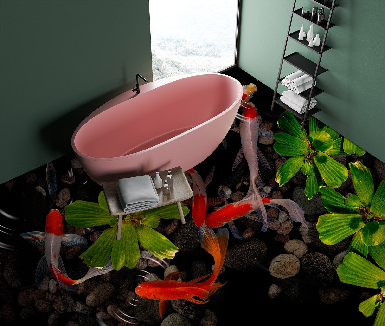 3D Water Lotus 242 Floor Mural Wallpaper Murals Rug & Mat Print Epoxy waterproof bath floor