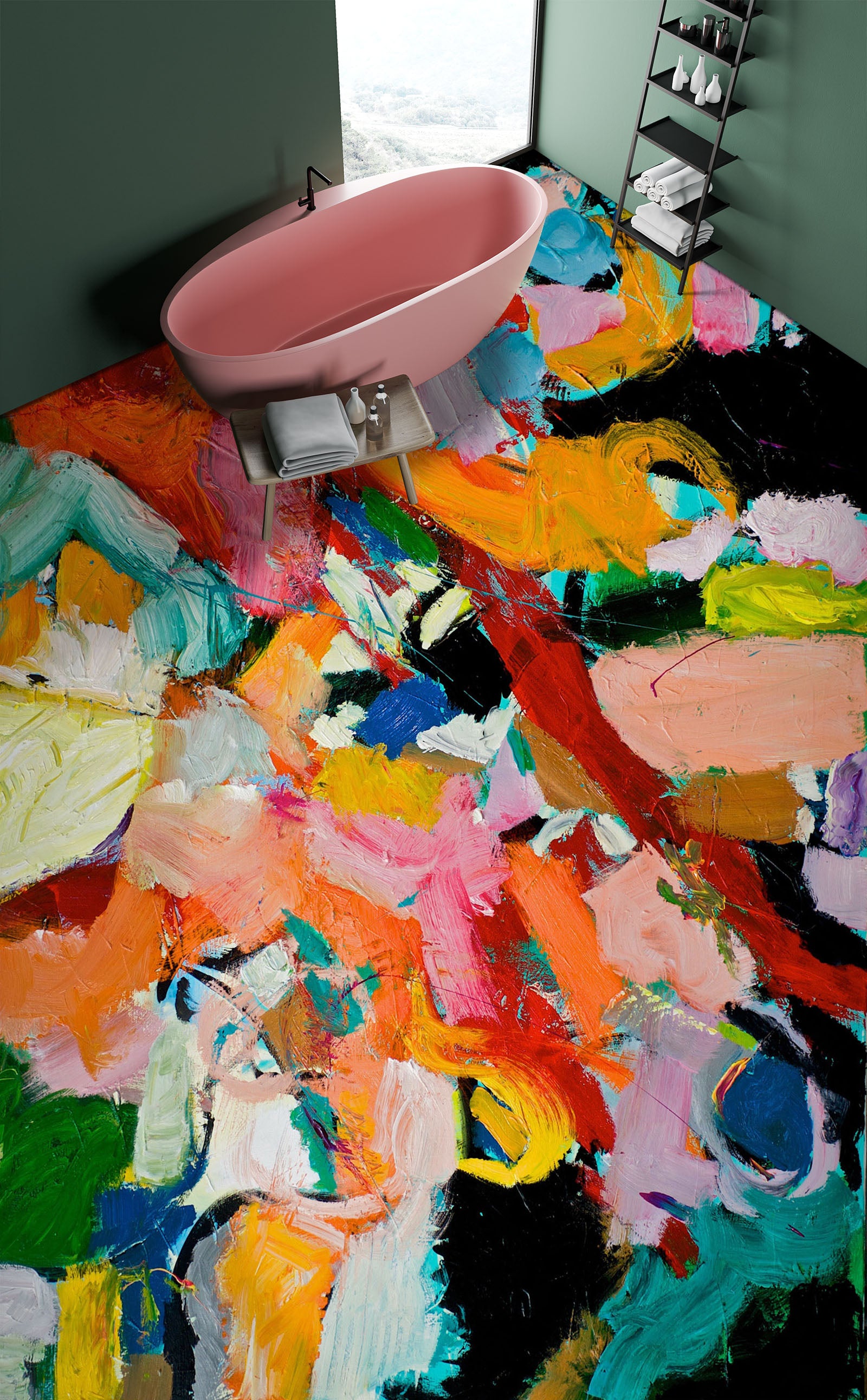 3D Colorful Pigment Brush Pattern 9941 Allan P. Friedlander Floor Mural Wallpaper Murals Self-Adhesive Removable Print Epoxy