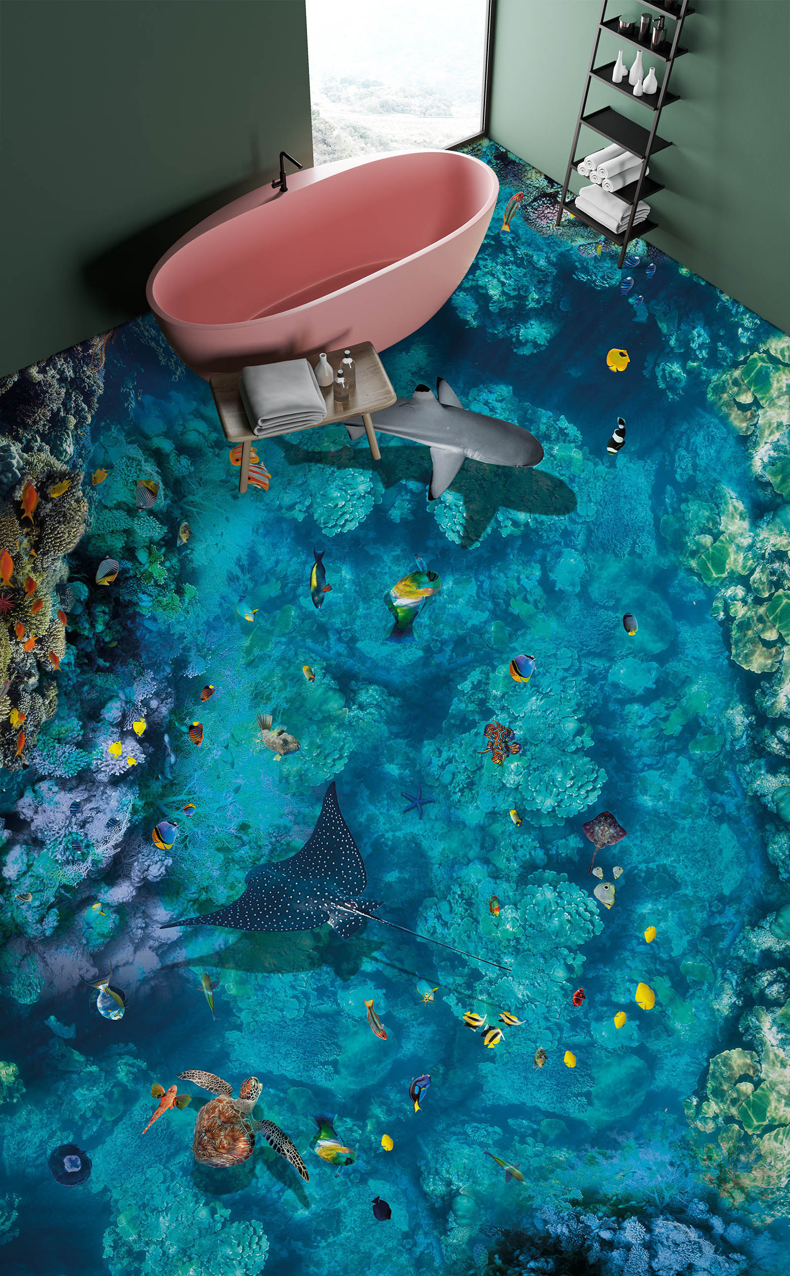 3D Blue Ocean Coral 298 Floor Mural Wallpaper Murals Rug & Mat Print Epoxy waterproof bath floor