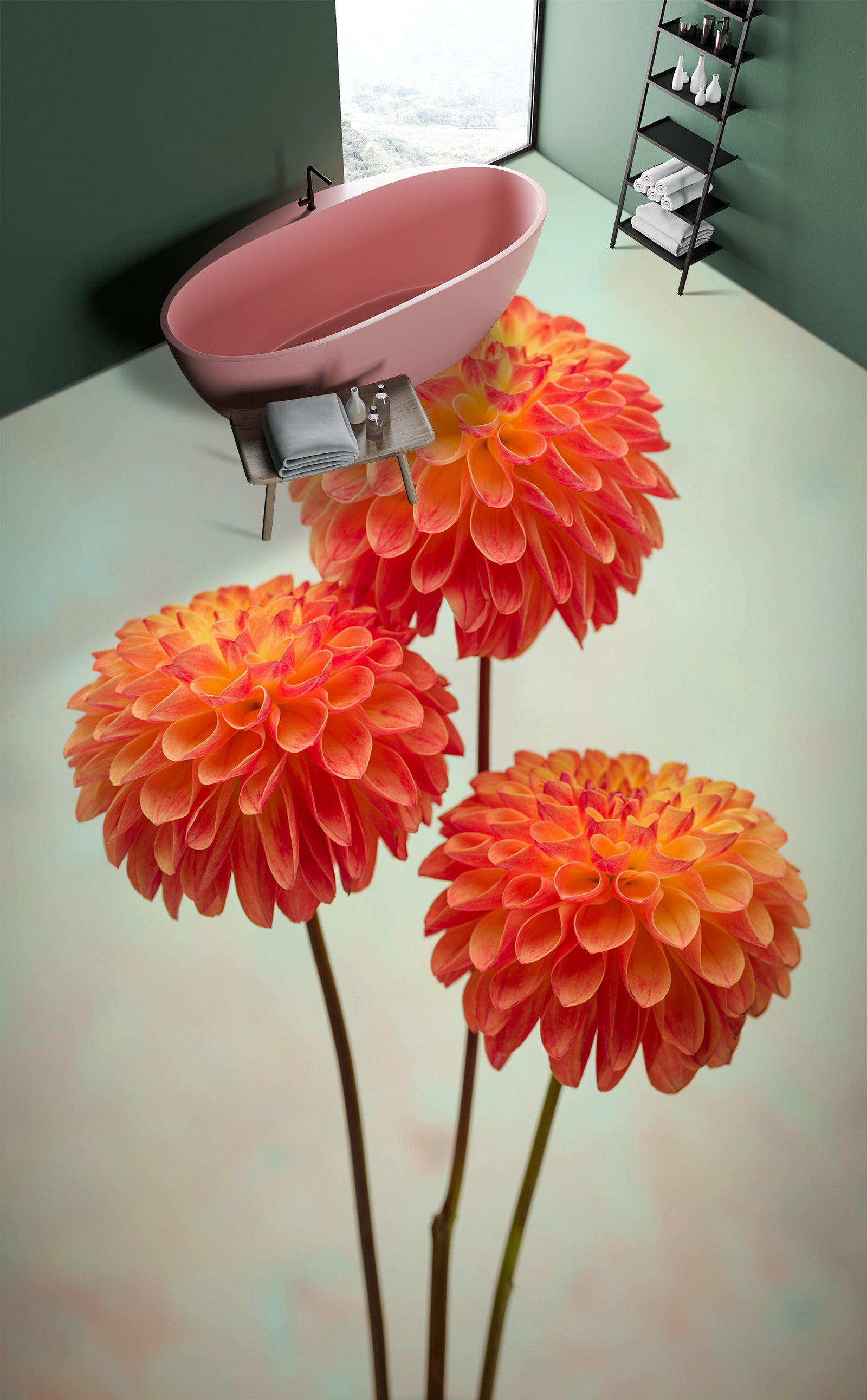 3D Red Flowers 9858 Assaf Frank Floor Mural Wallpaper Murals Self-Adhesive Removable Print Epoxy