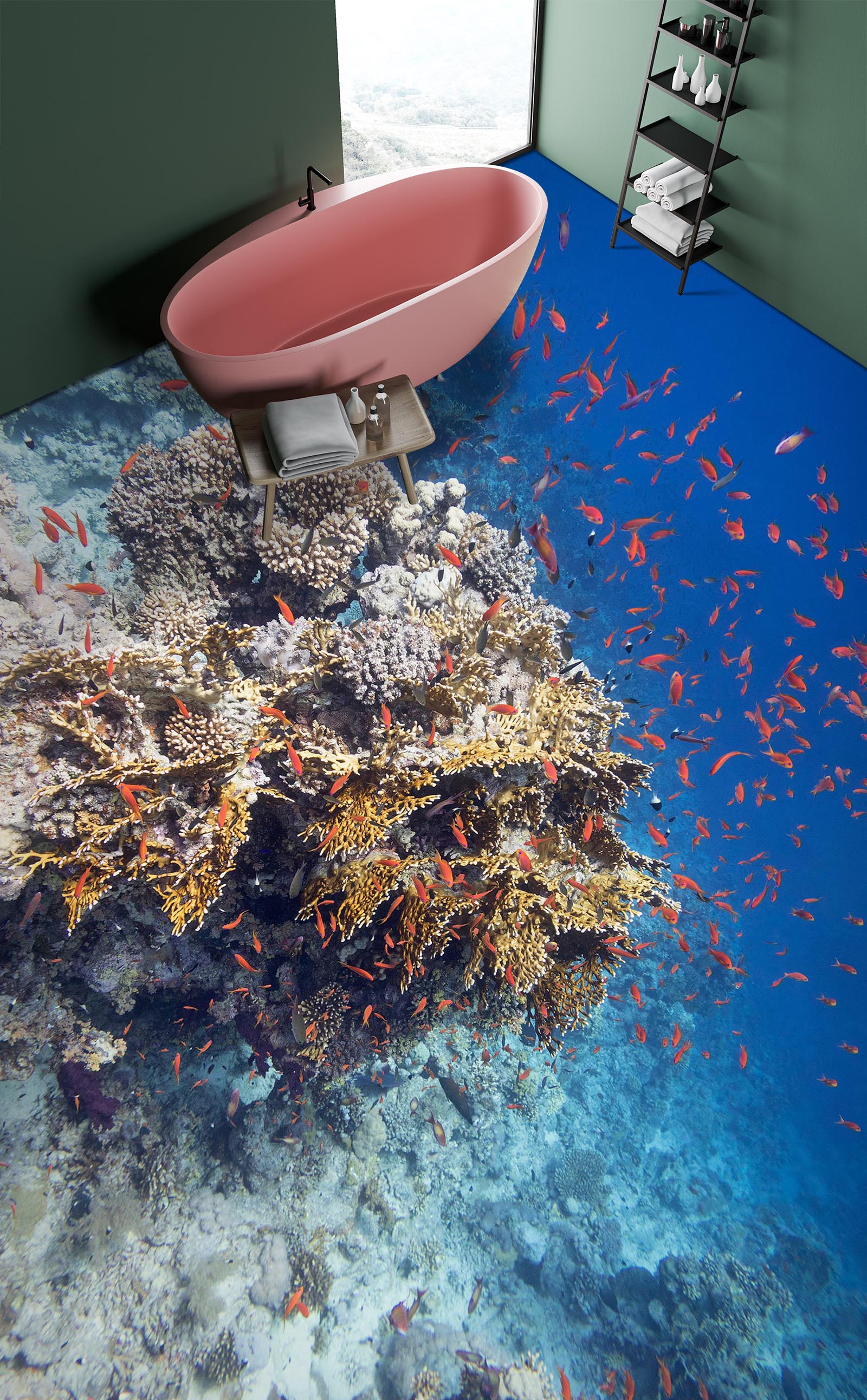 3D Dense Red Small Fish 597 Floor Mural Wallpaper Murals Rug & Mat Print Epoxy waterproof bath floor