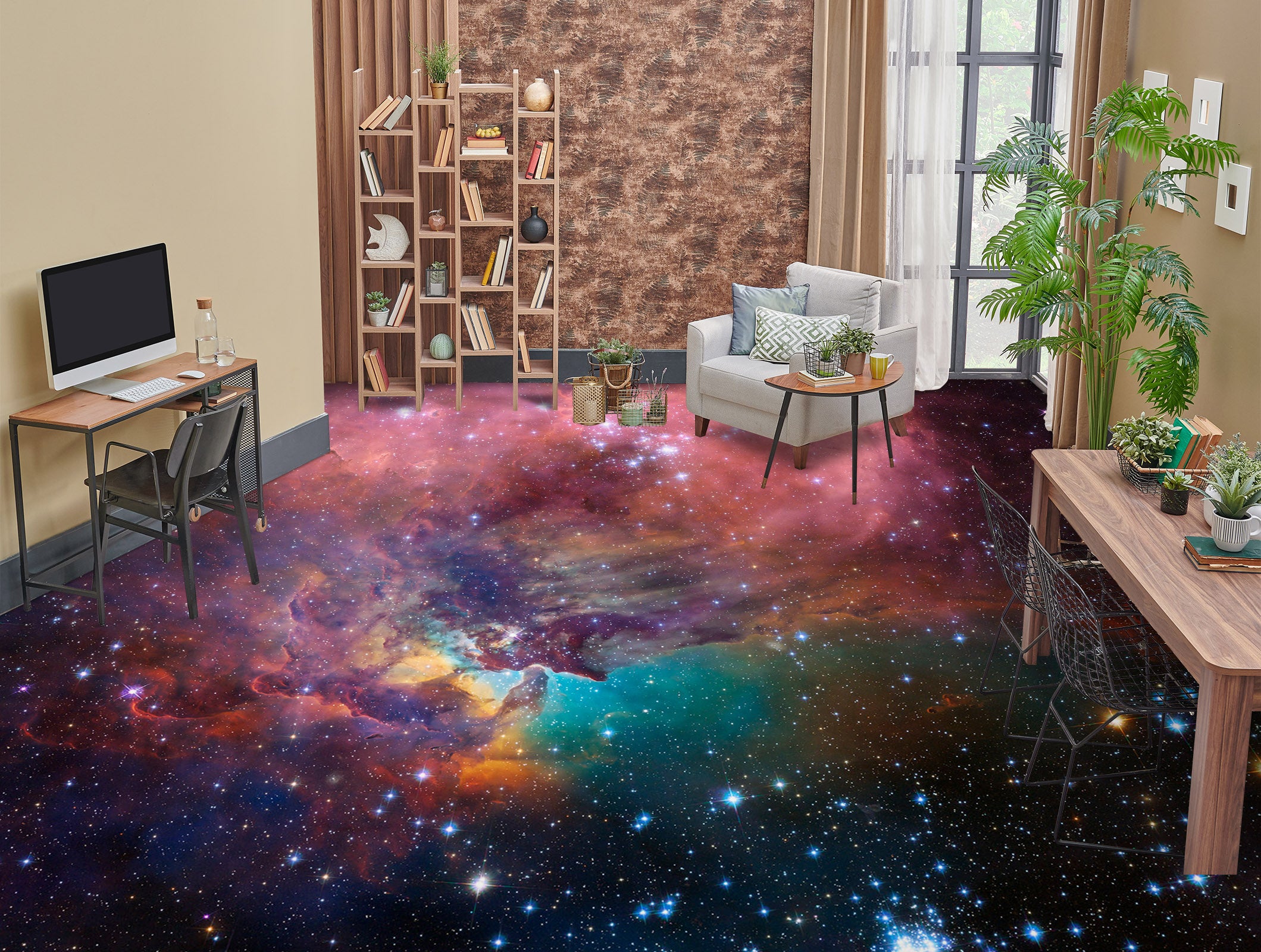 3D Charm Purple Nebula 1207 Floor Mural Wallpaper Murals Self-Adhesive Removable Print Epoxy