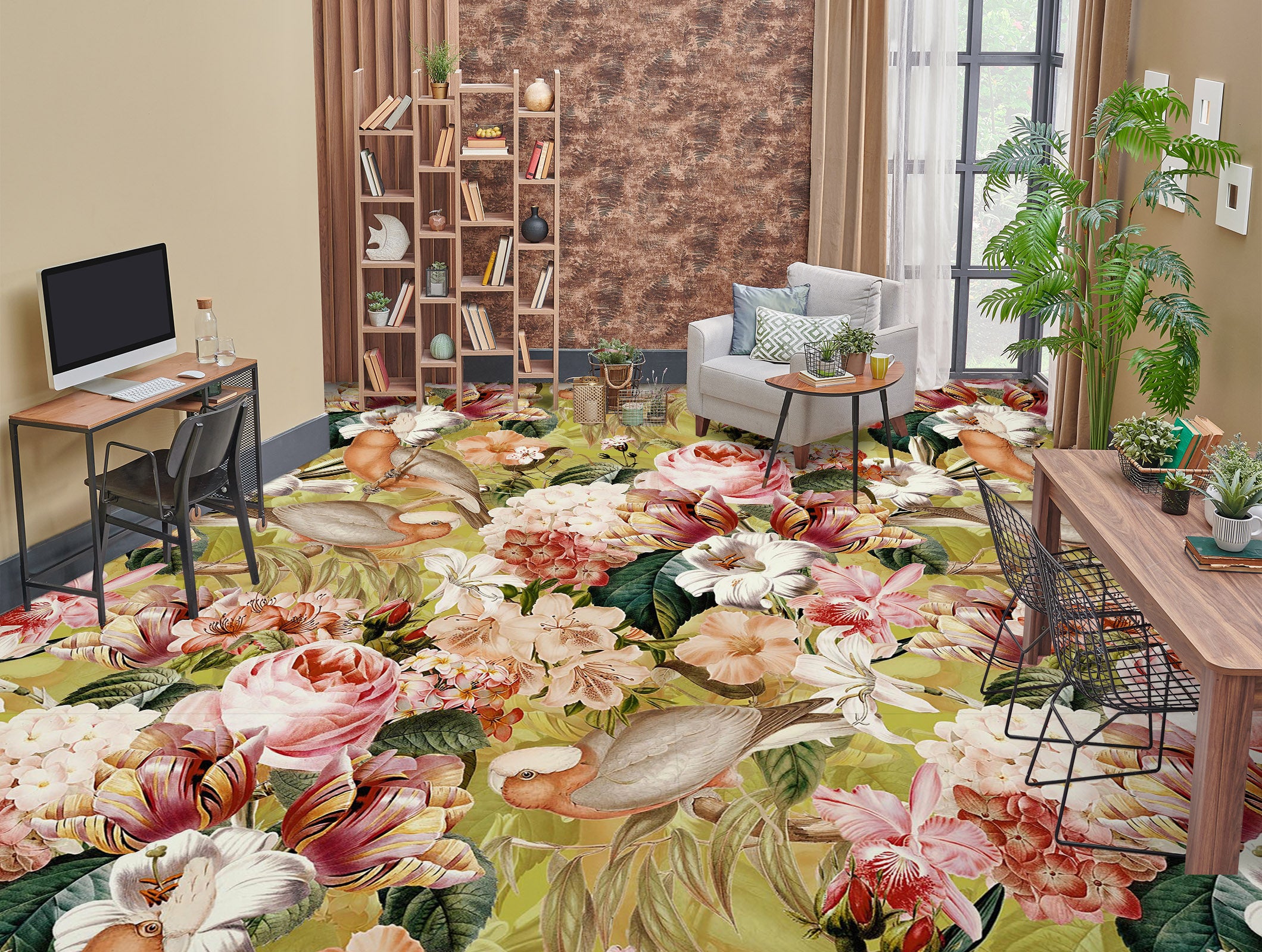 3D Garden Bird 99197 Uta Naumann Floor Mural Wallpaper Murals Self-Adhesive Removable Print Epoxy