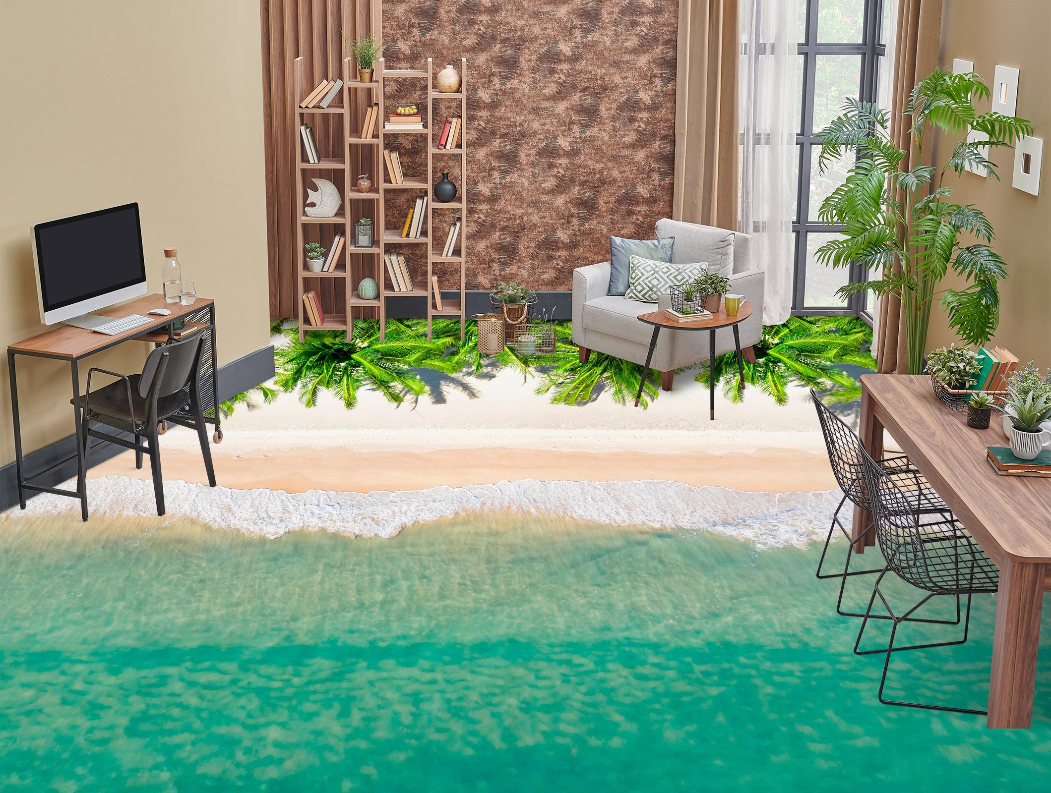 3D Cool Green Sea 841 Floor Mural Wallpaper Murals Rug & Mat Print Epoxy waterproof bath floor