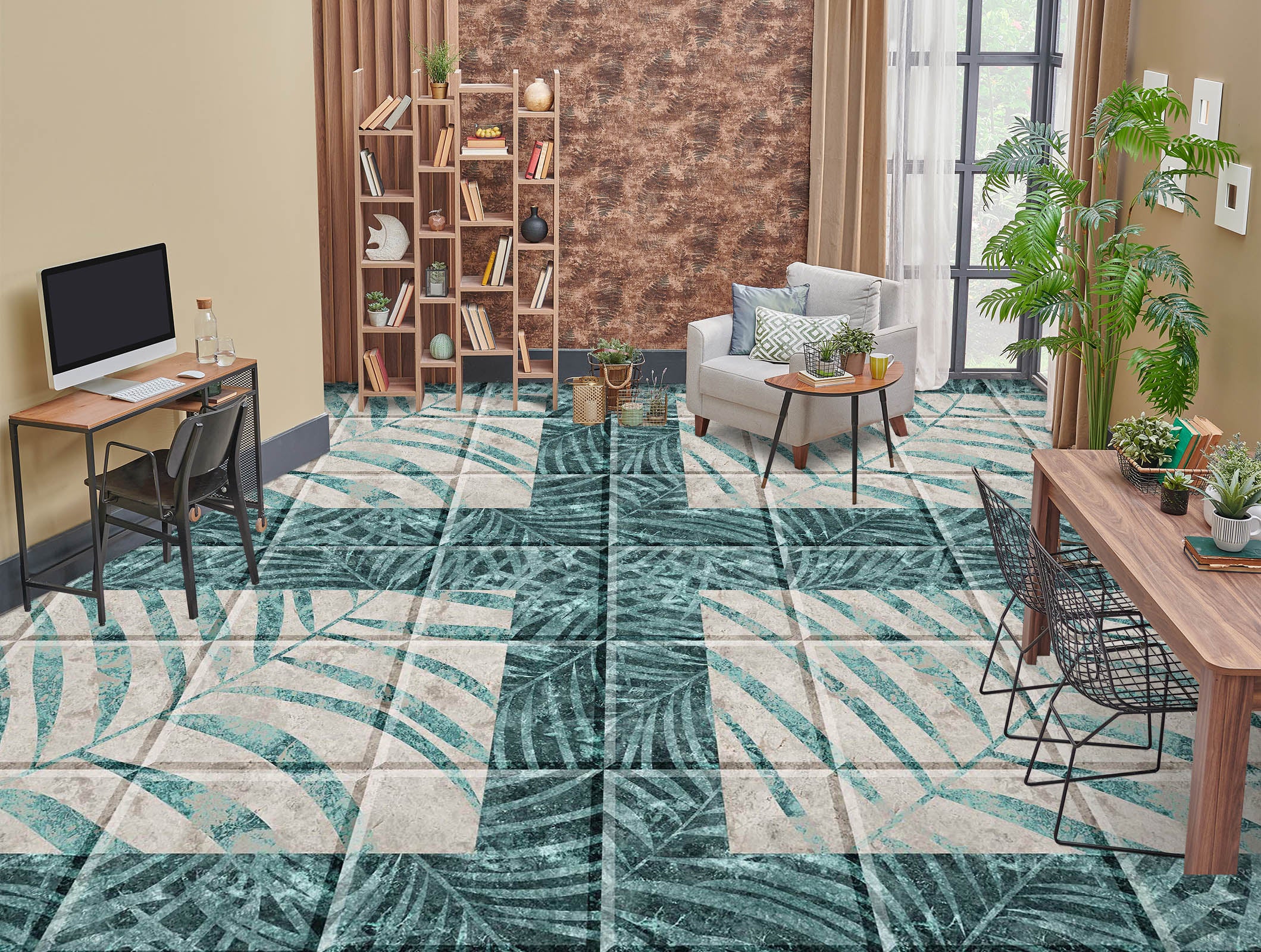 3D Leaf Art Pattern 925 Floor Mural Wallpaper Murals Rug & Mat Print Epoxy waterproof bath floor