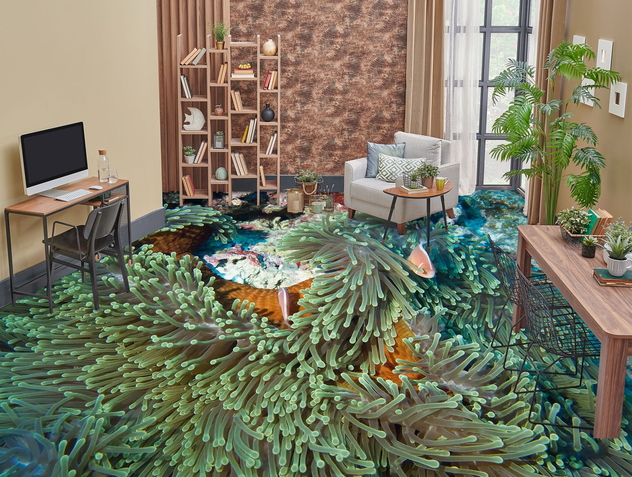 3D Fantasy Green Coral 514 Floor Mural Wallpaper Murals Rug & Mat Print Epoxy waterproof bath floor