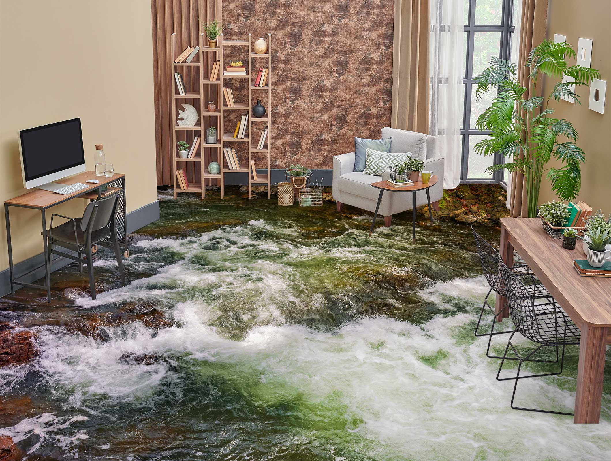 3D Clear Green River 668 Floor Mural Wallpaper Murals Rug & Mat Print Epoxy waterproof bath floor