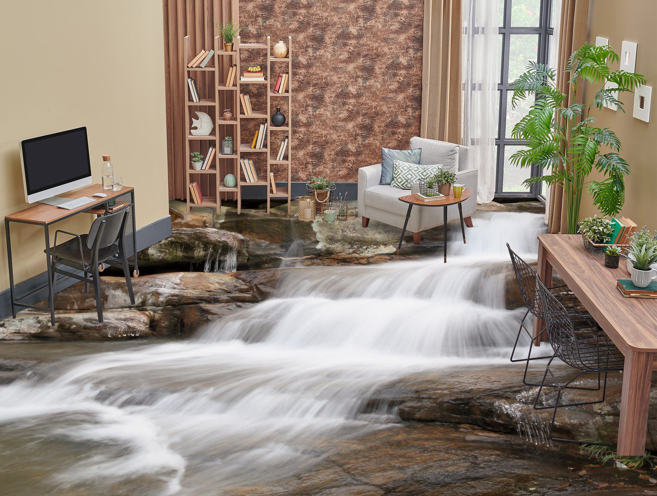 3D Steep Flowing Water 1010 Floor Mural Wallpaper Murals Self-Adhesive Removable Print Epoxy