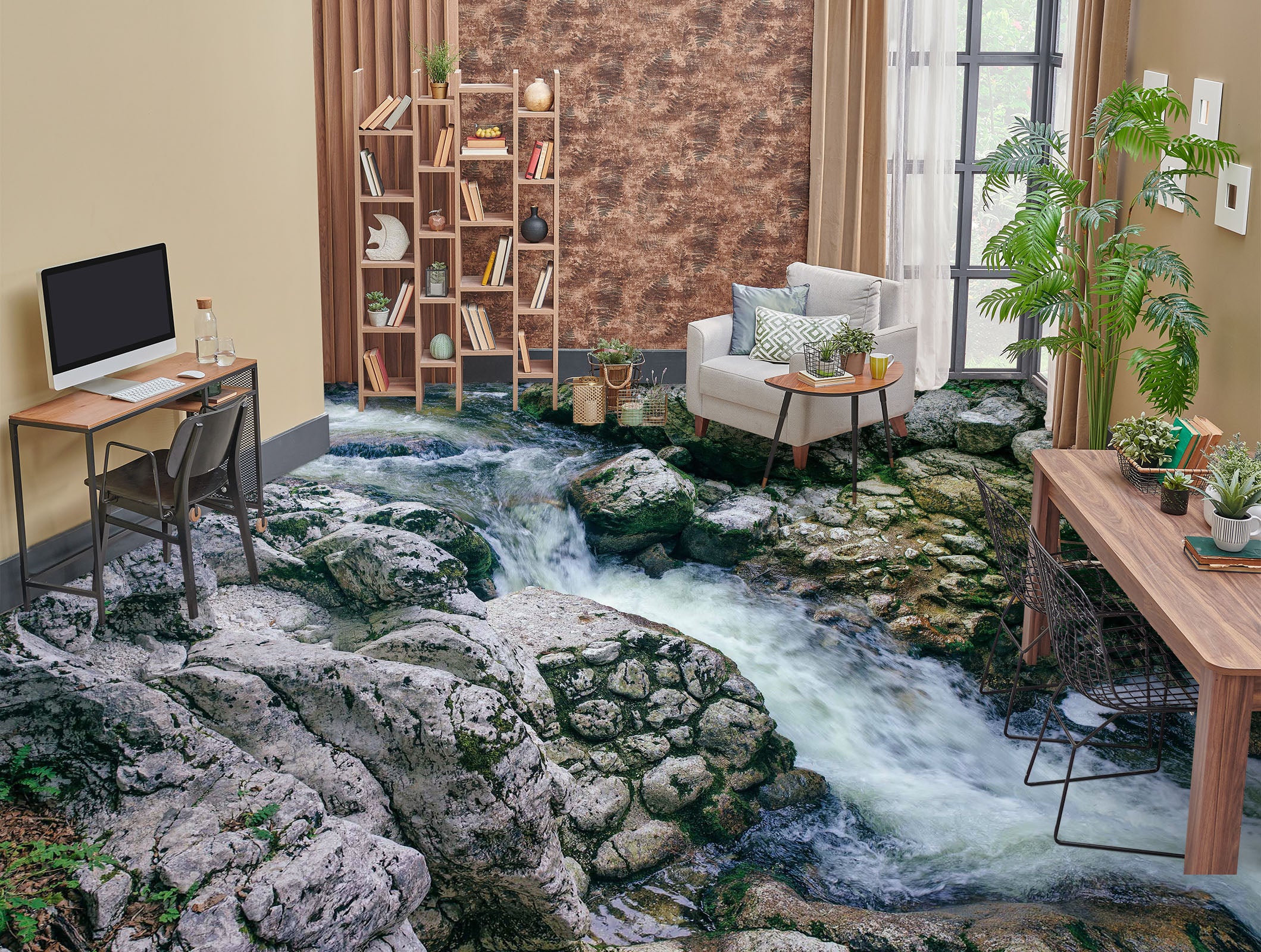 3D Water And Stone Years 1459 Floor Mural Wallpaper Murals Self-Adhesive Removable Print Epoxy