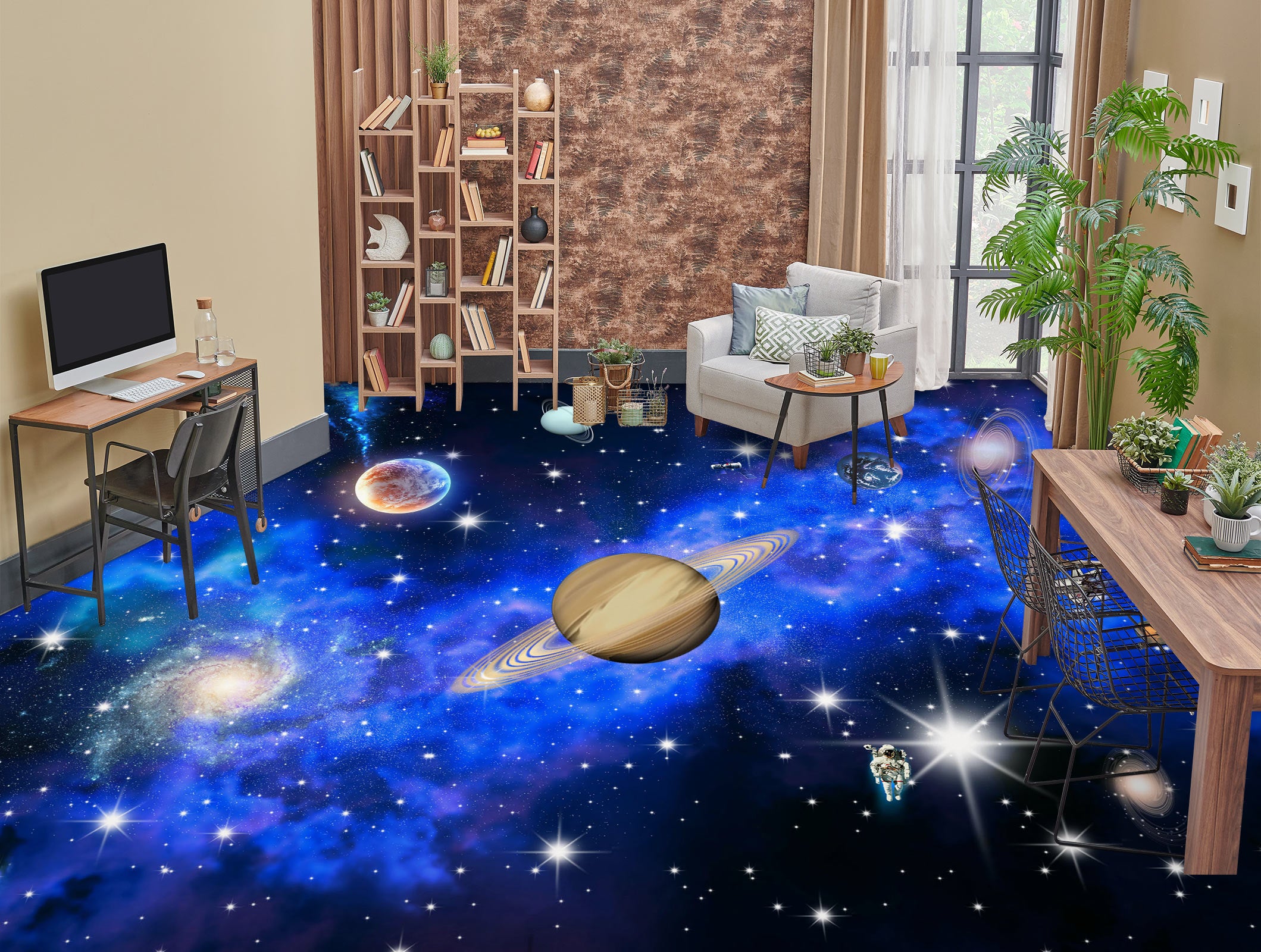 3D Fantasy Saturn 427 Floor Mural Wallpaper Murals Rug & Mat Print Epoxy waterproof bath floor