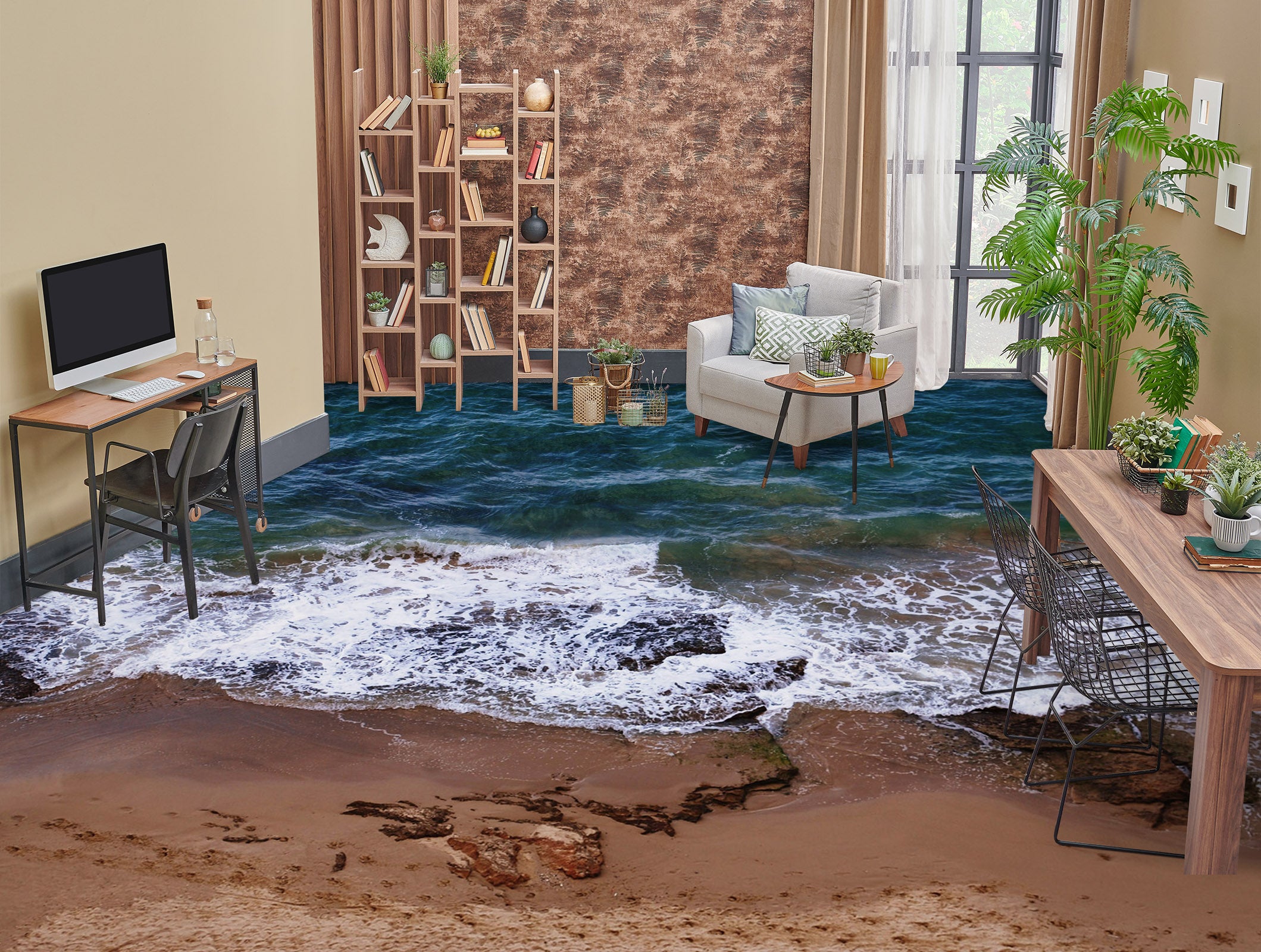 3D Cool Beach Holiday 1430 Floor Mural
