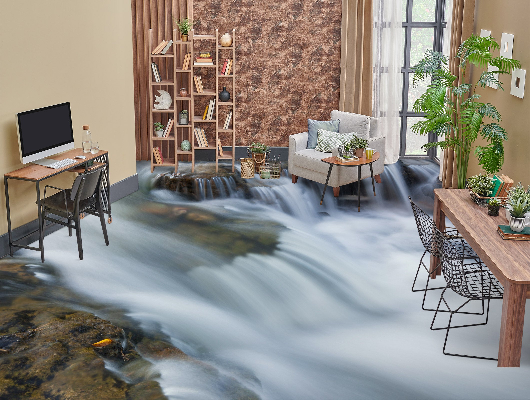 3D Waterfall Scenery 1057 Floor Mural Wallpaper Murals Self-Adhesive Removable Print Epoxy