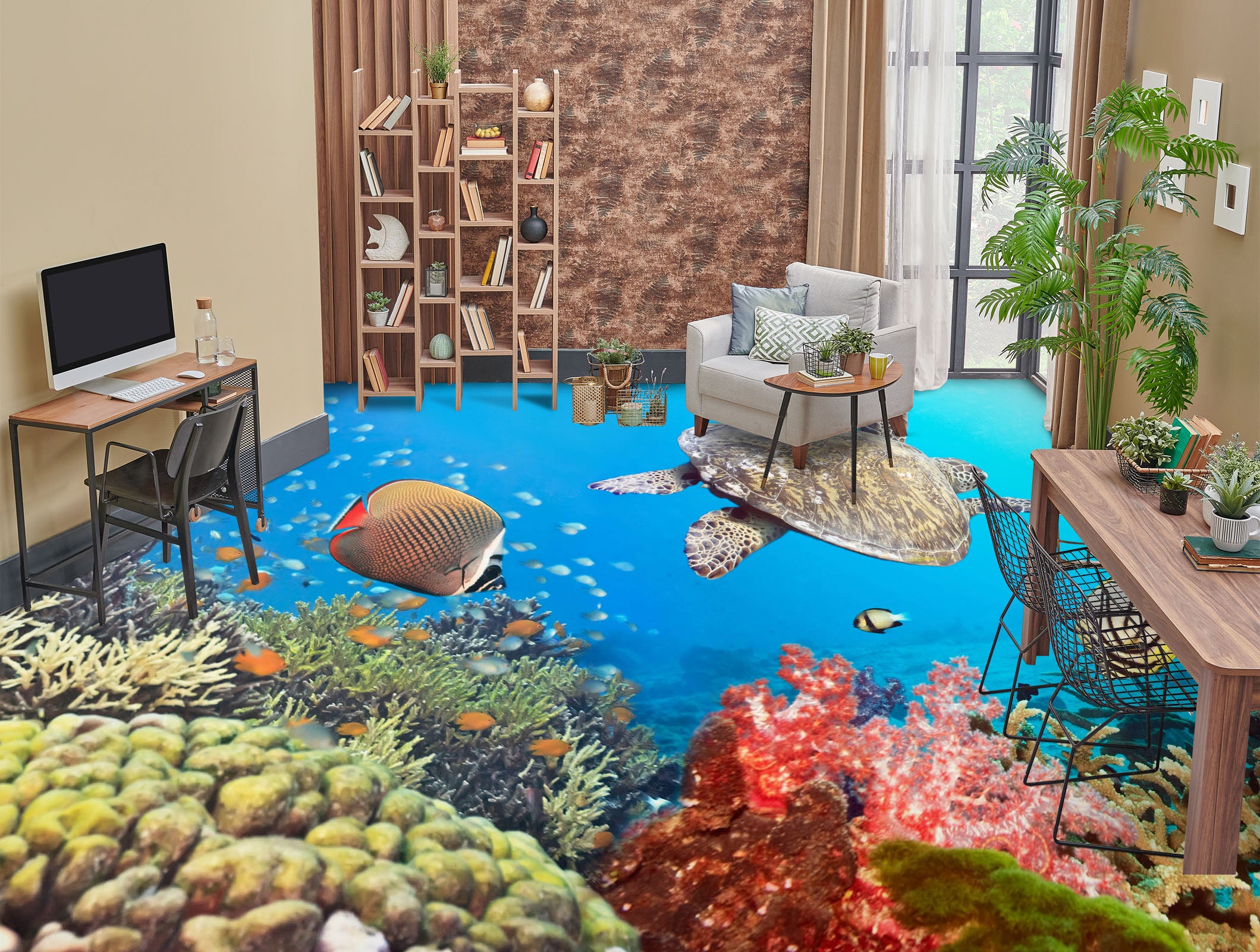 3D Fantasy Red Coral 1418 Floor Mural Wallpaper Murals Self-Adhesive Removable Print Epoxy