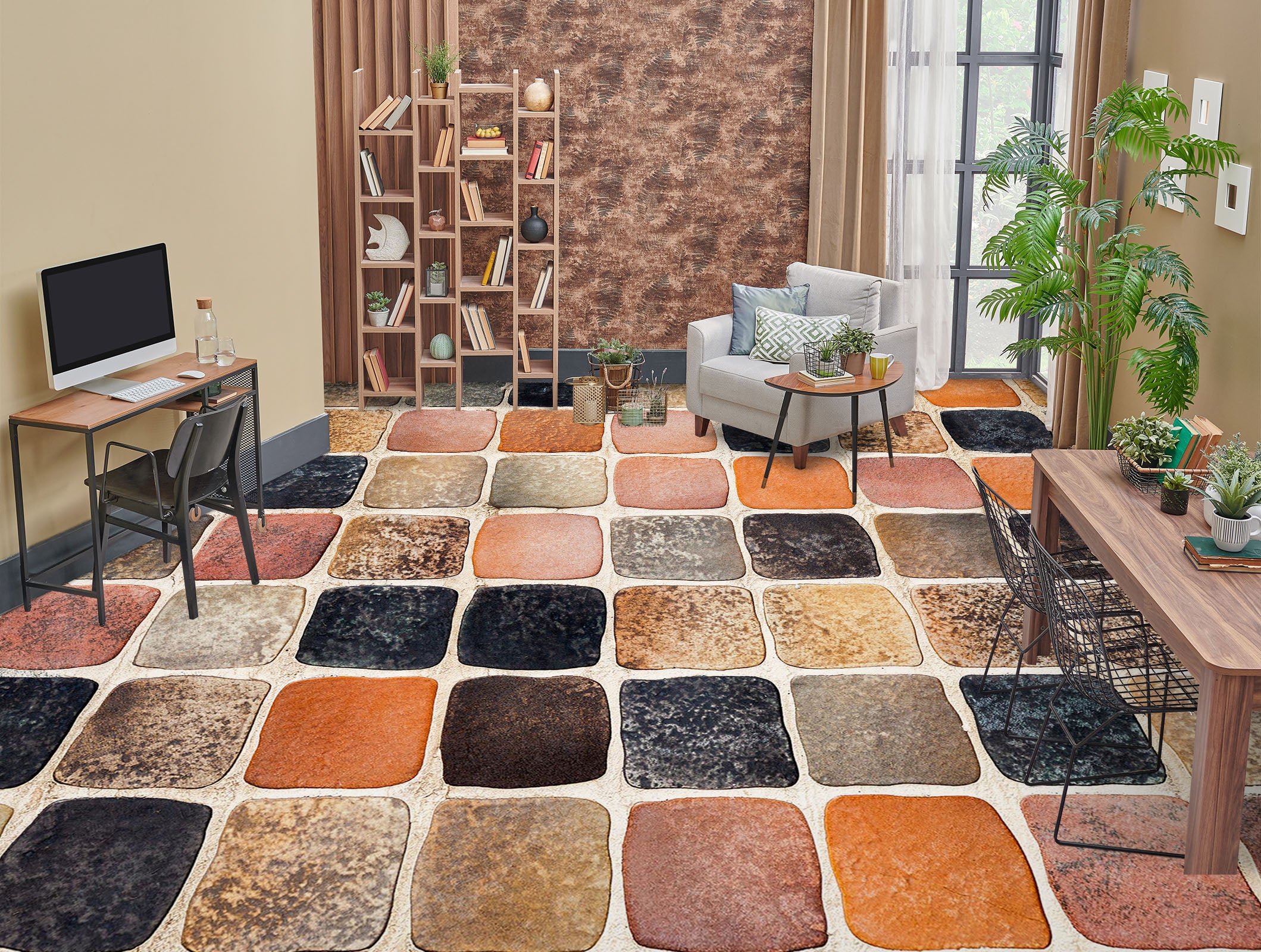 3D Retro Square Colors 541 Floor Mural Wallpaper Murals Rug & Mat Print Epoxy waterproof bath floor