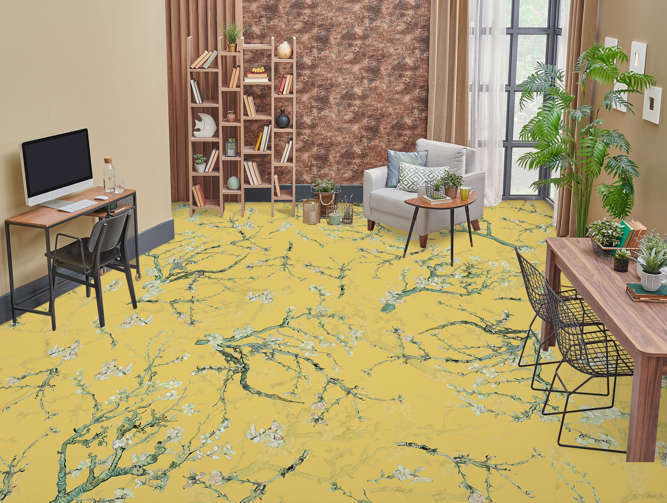 3D Flower Branch 10002 Uta Naumann Floor Mural Wallpaper Murals Self-Adhesive Removable Print Epoxy