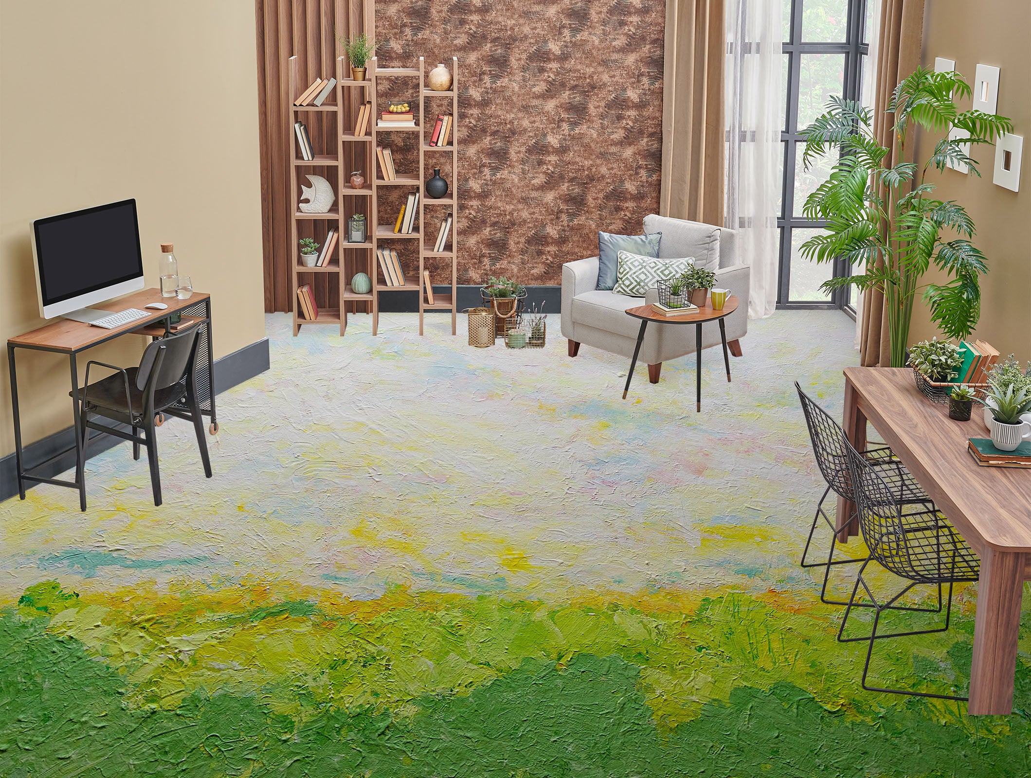 3D Green Grass Pattern Painting 9502 Allan P. Friedlander Floor Mural Wallpaper Murals Self-Adhesive Removable Print Epoxy