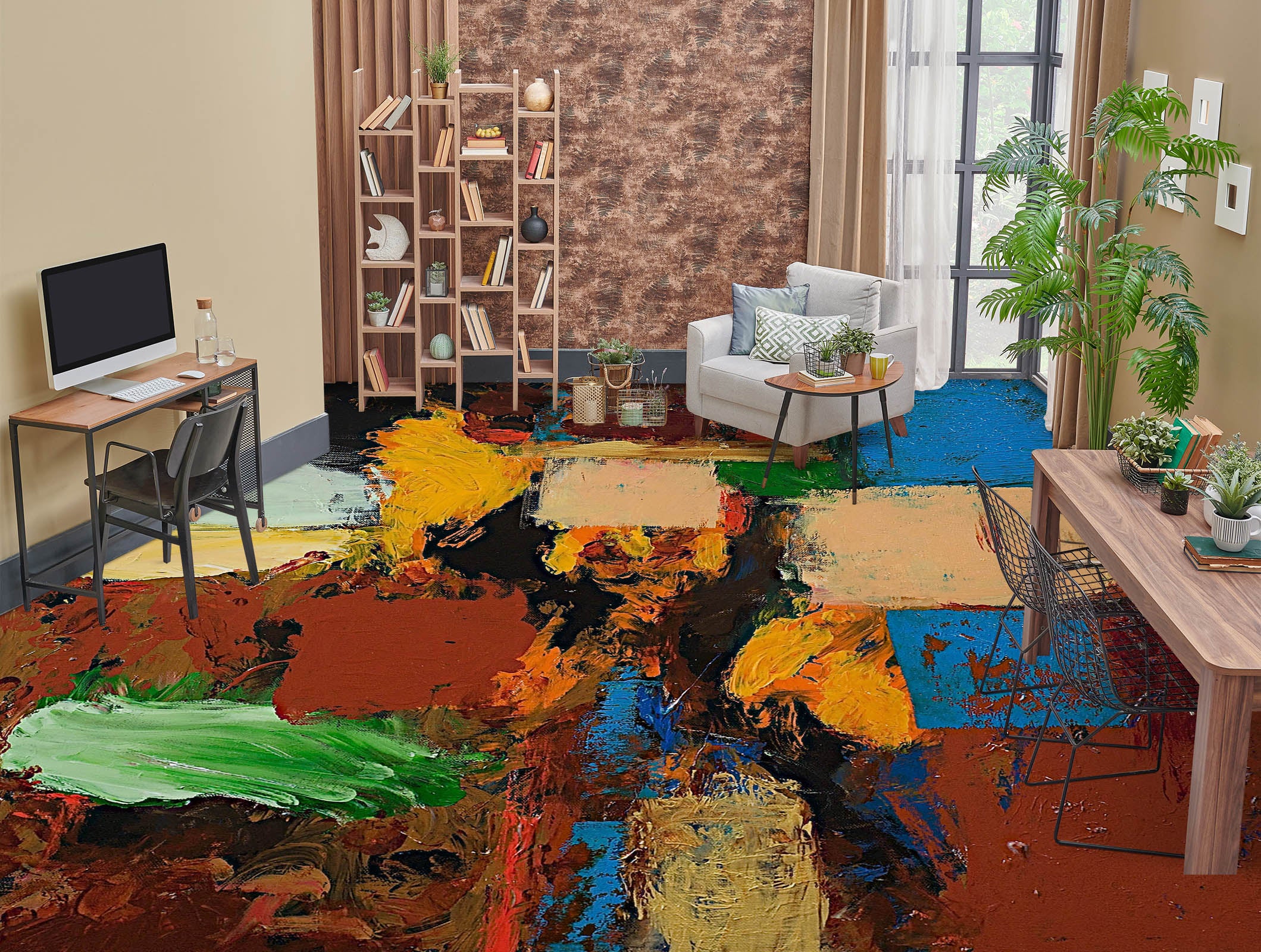 3D Brown Paint Pattern 9922 Allan P. Friedlander Floor Mural Wallpaper Murals Self-Adhesive Removable Print Epoxy