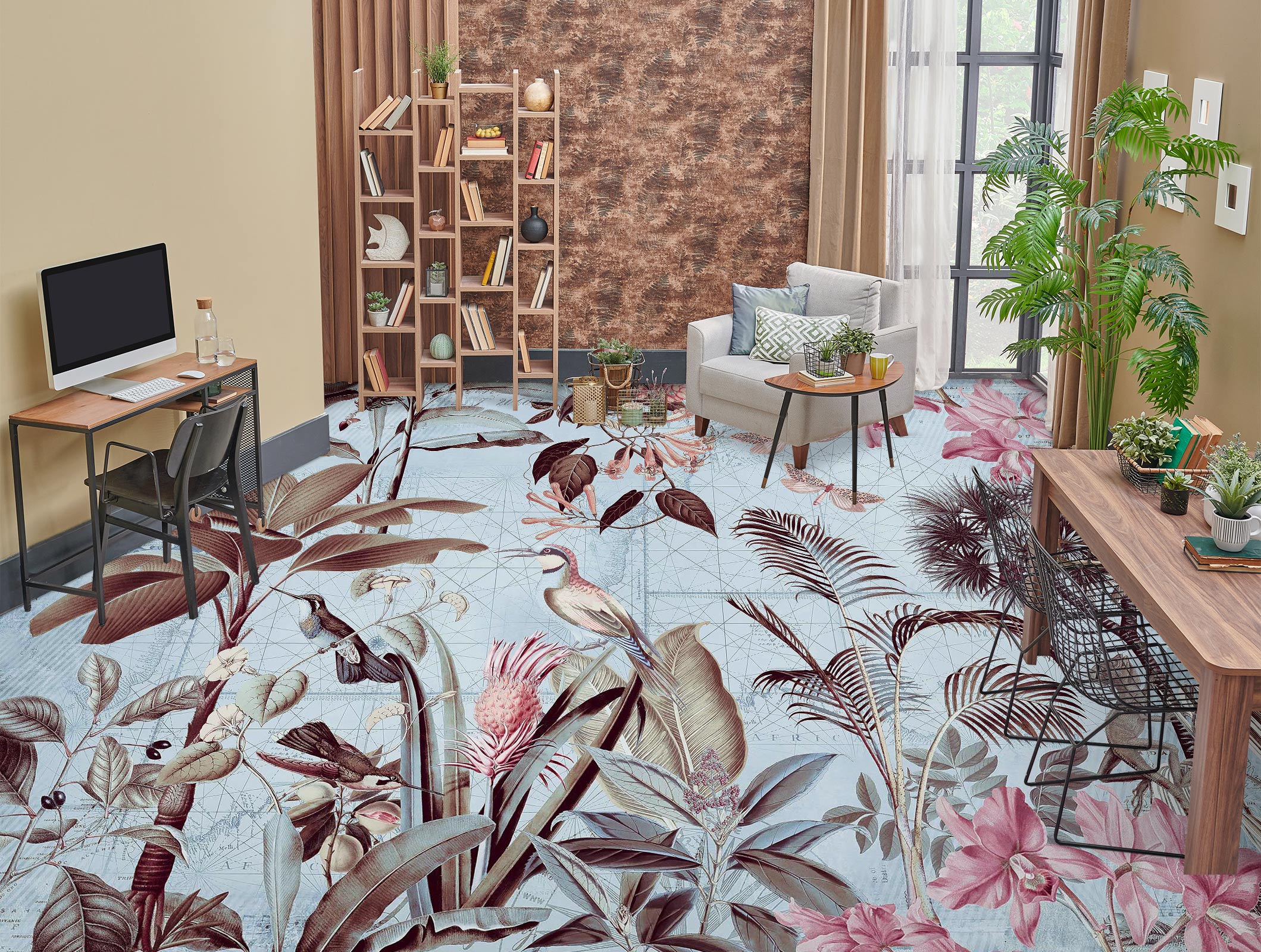 3D Jungle Bird 10054 Andrea Haase Floor Mural Wallpaper Murals Self-Adhesive Removable Print Epoxy