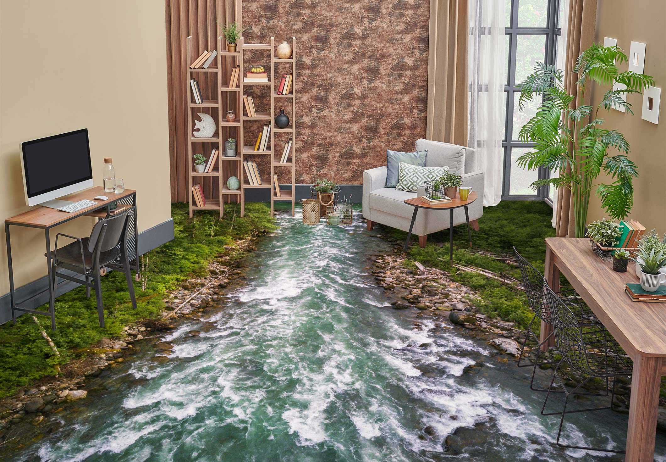 3D Cool And Fierce River 1035 Floor Mural Wallpaper Murals Self-Adhesive Removable Print Epoxy