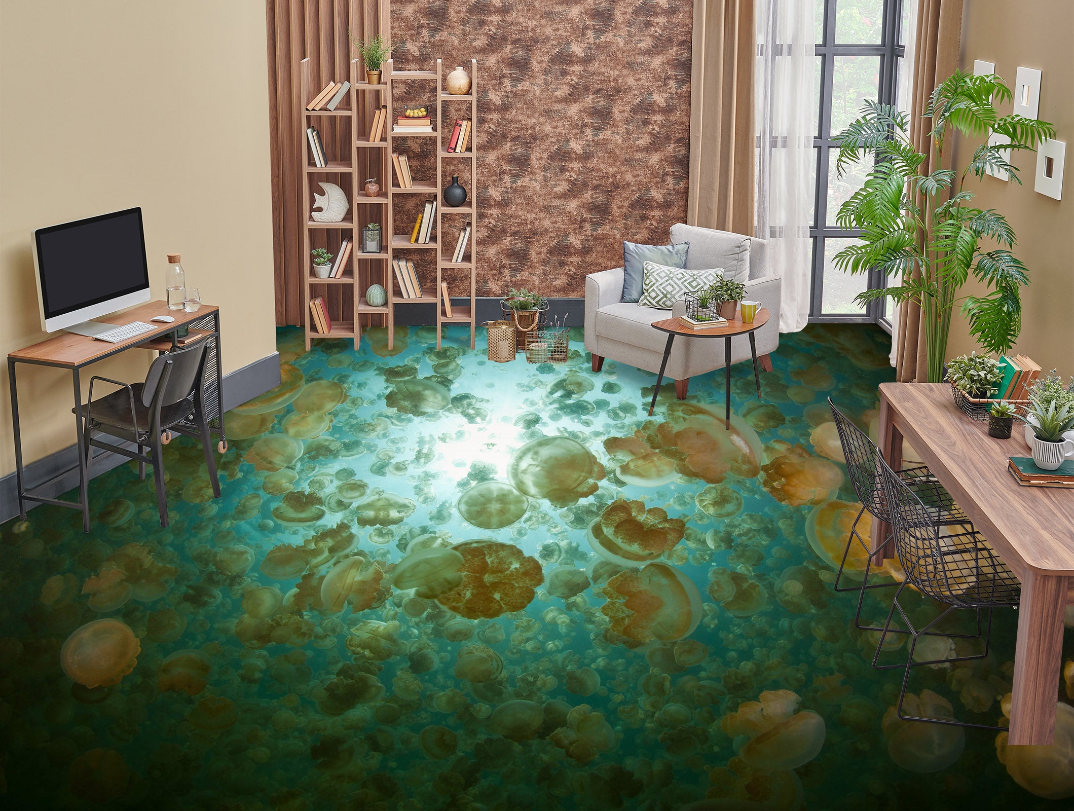 3D Jellyfish World 307 Floor Mural Wallpaper Murals Rug & Mat Print Epoxy waterproof bath floor