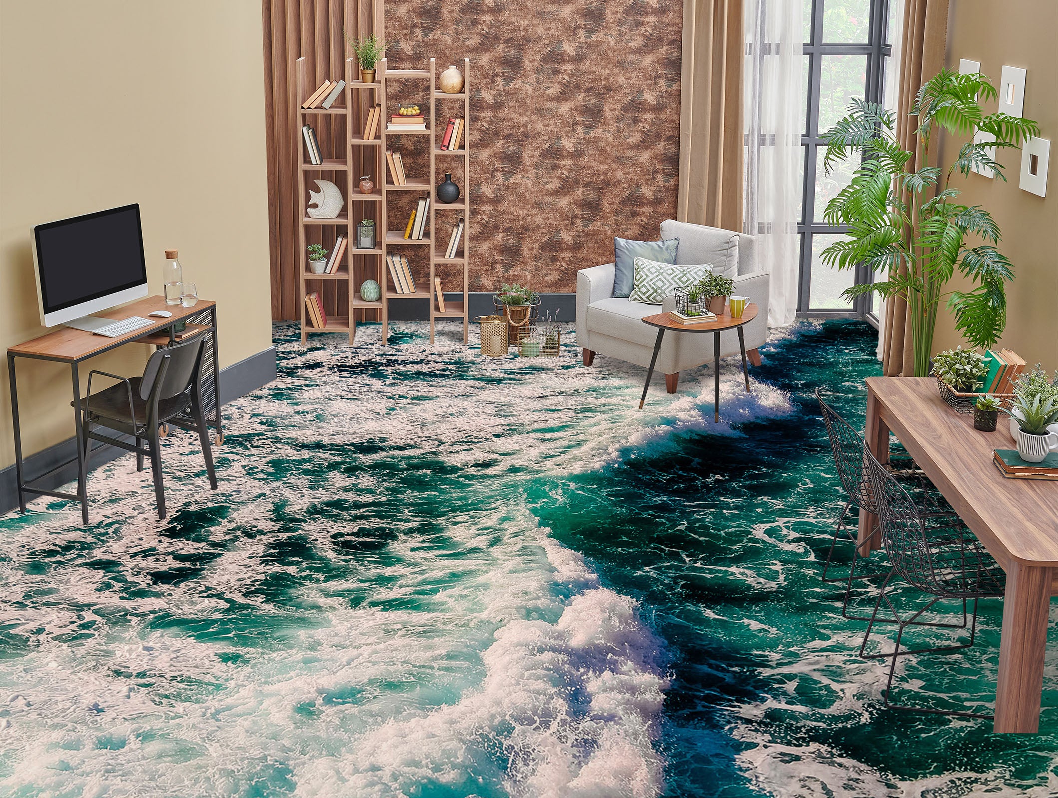 3D Deep Green Art Sea 738 Floor Mural Wallpaper Murals Rug & Mat Print Epoxy waterproof bath floor